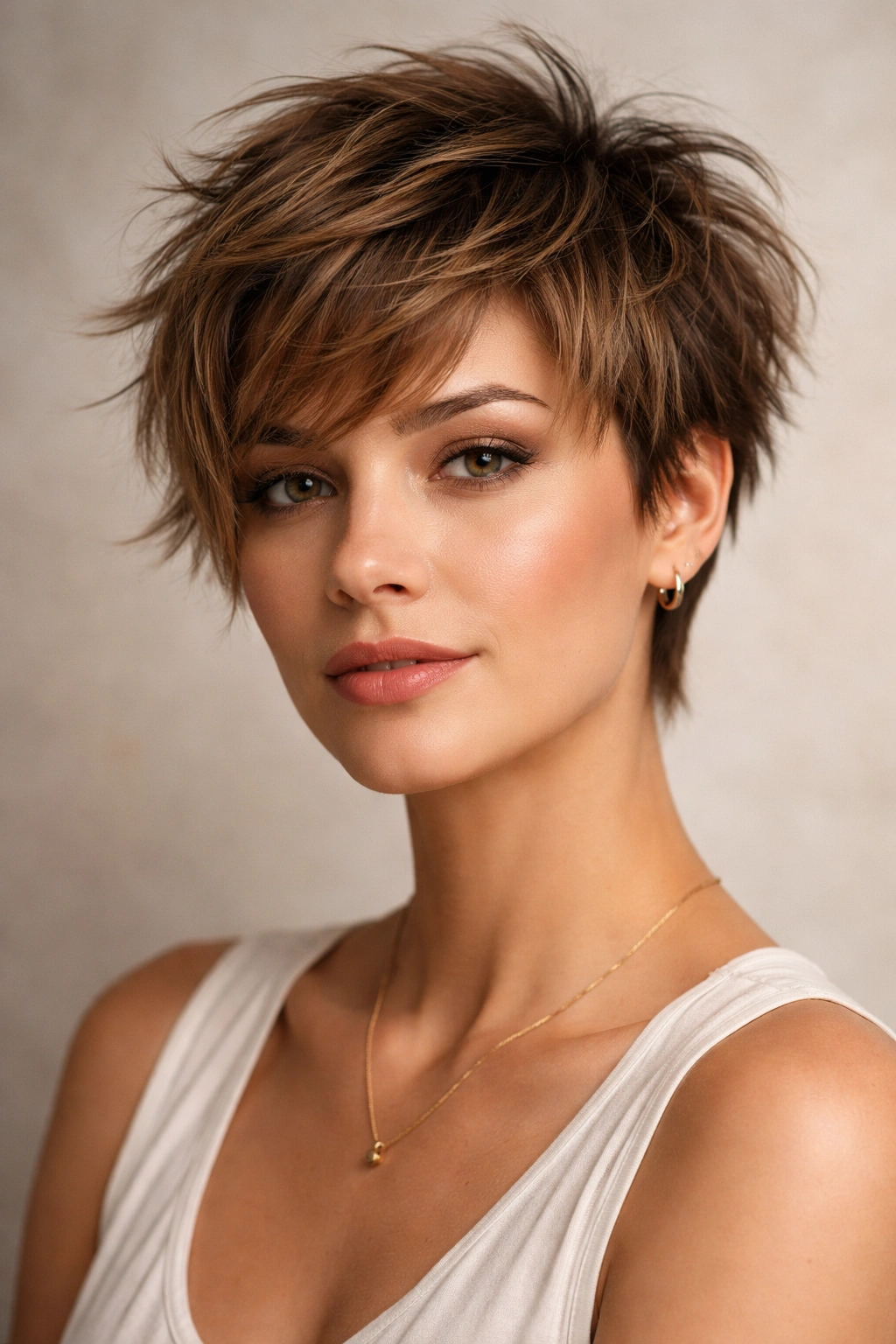 Choppy layered pixie with textured movement