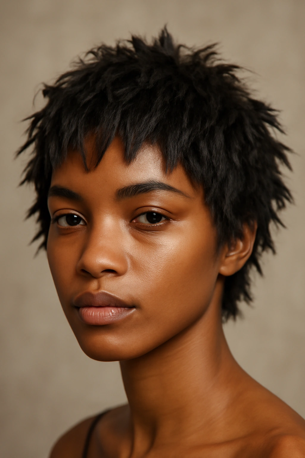 20 Short Haircut Ideas Every Black Woman Should Save 11 Close-up of a short cut with choppy, irregular layers on textured hair