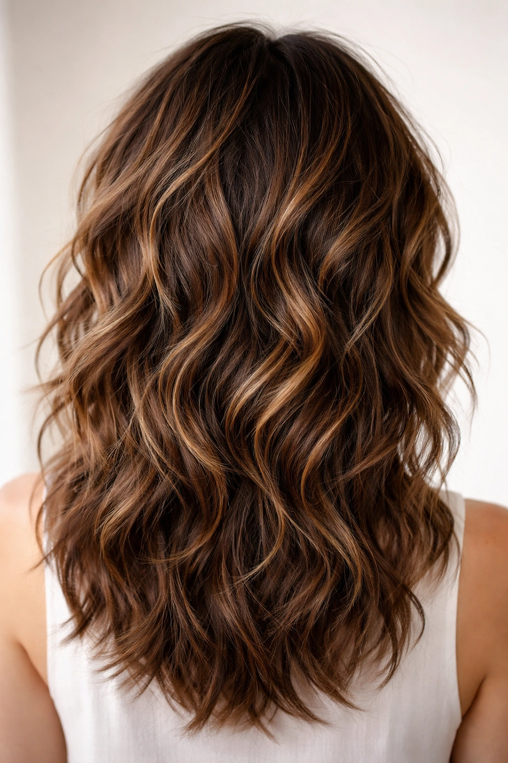 12 Textured Haircuts Organized By Curl Pattern 4 Full-head view of wavy hair with choppy layers throughout