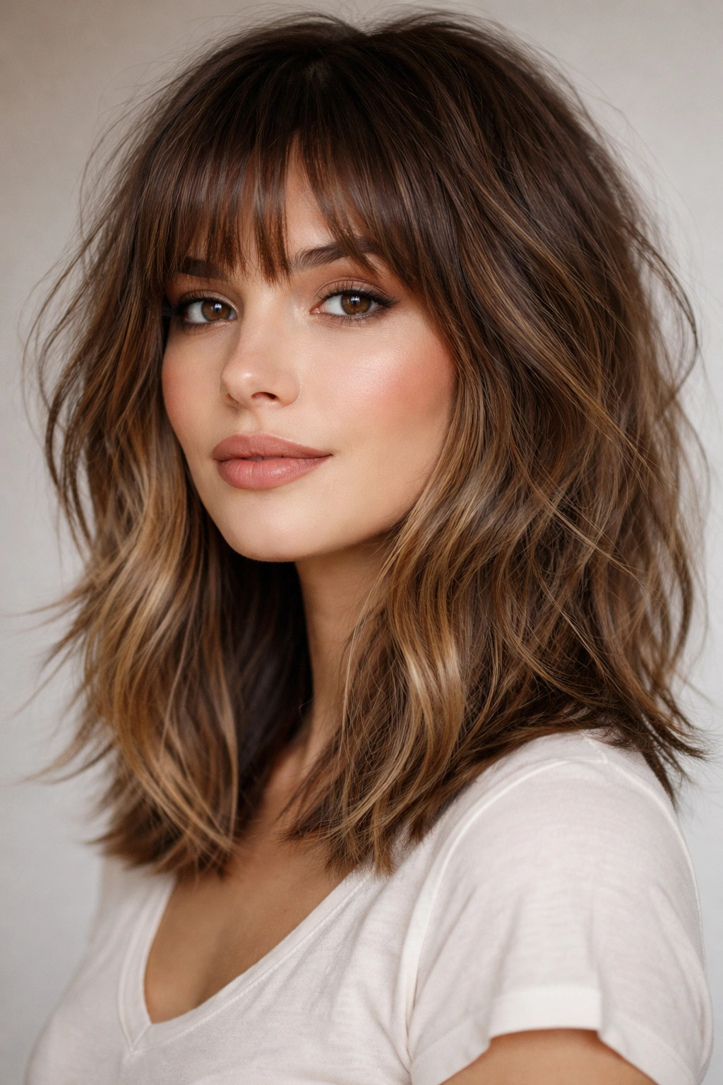 15 Short Textured Cuts That Give You Built In Volume 10 Choppy lob with bangs showing textured layers and face-framing bangs