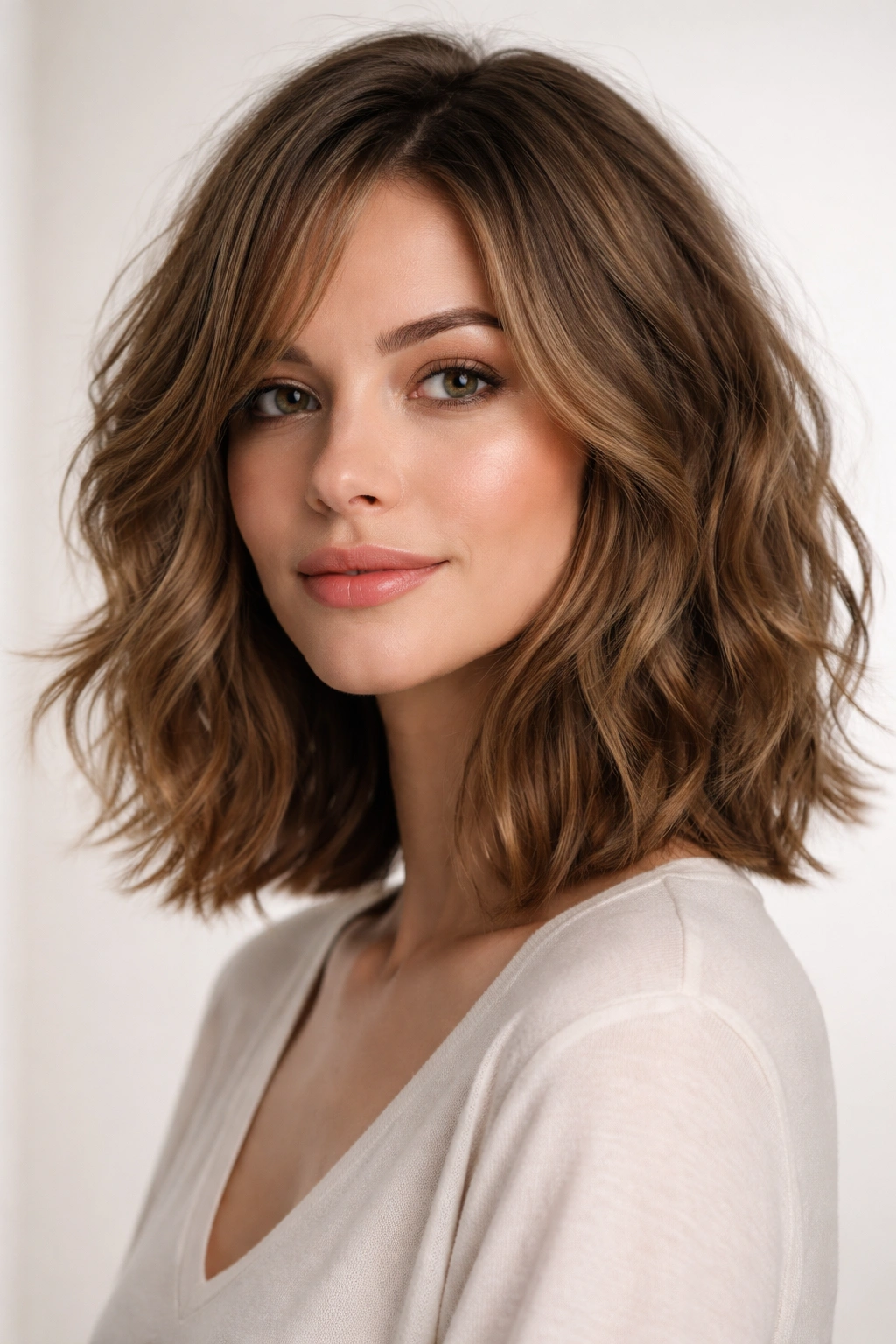10 Haircuts For Fine Wavy Hair That Hold Shape 2 Three-quarter view of The Choppy Lob on fine wavy hair highlighting choppy texture