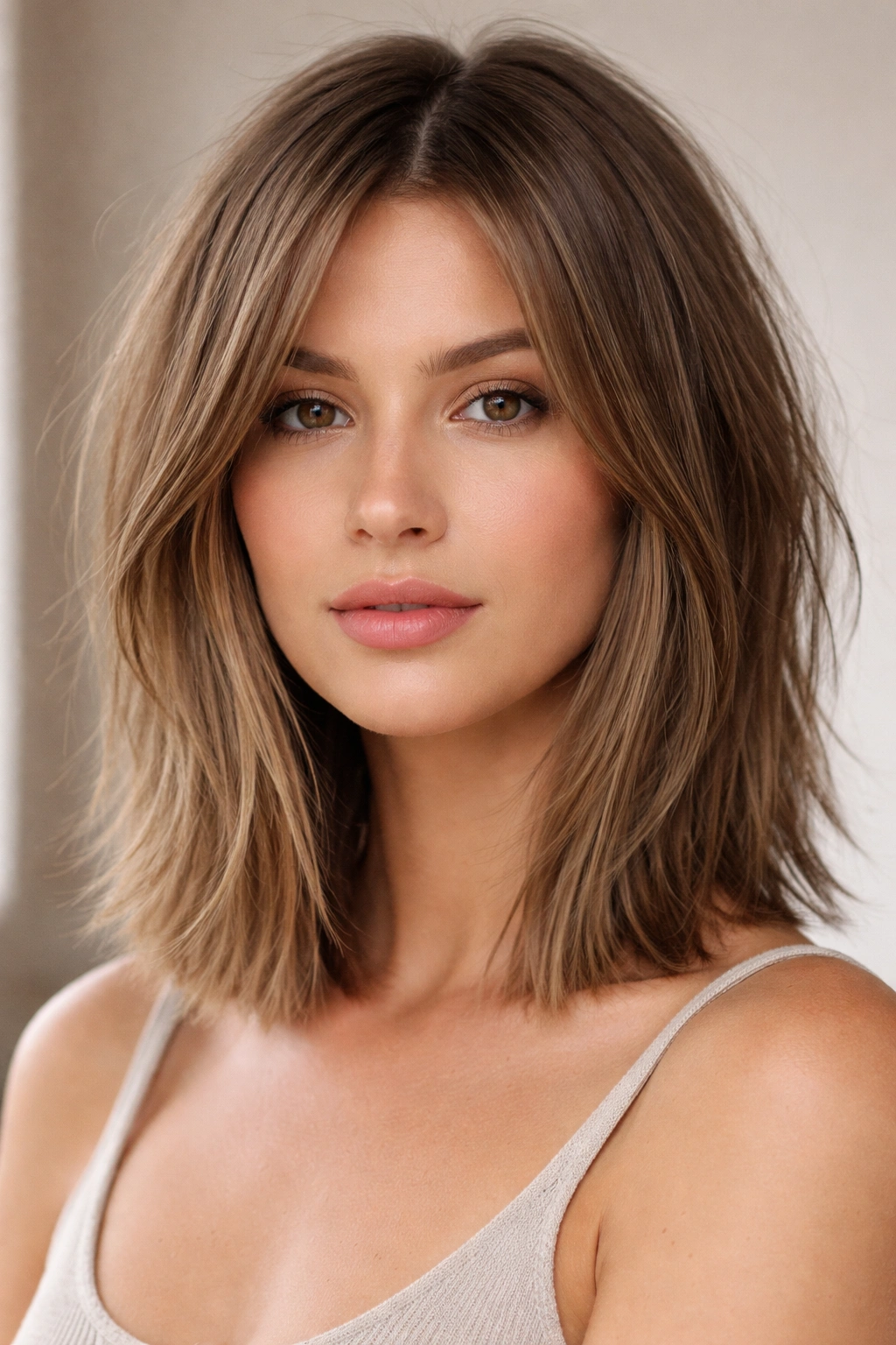 15 Lob Haircuts For Straight And Wavy Textures 7 Close-up of a straight lob with choppy, piece-y layers creating texture