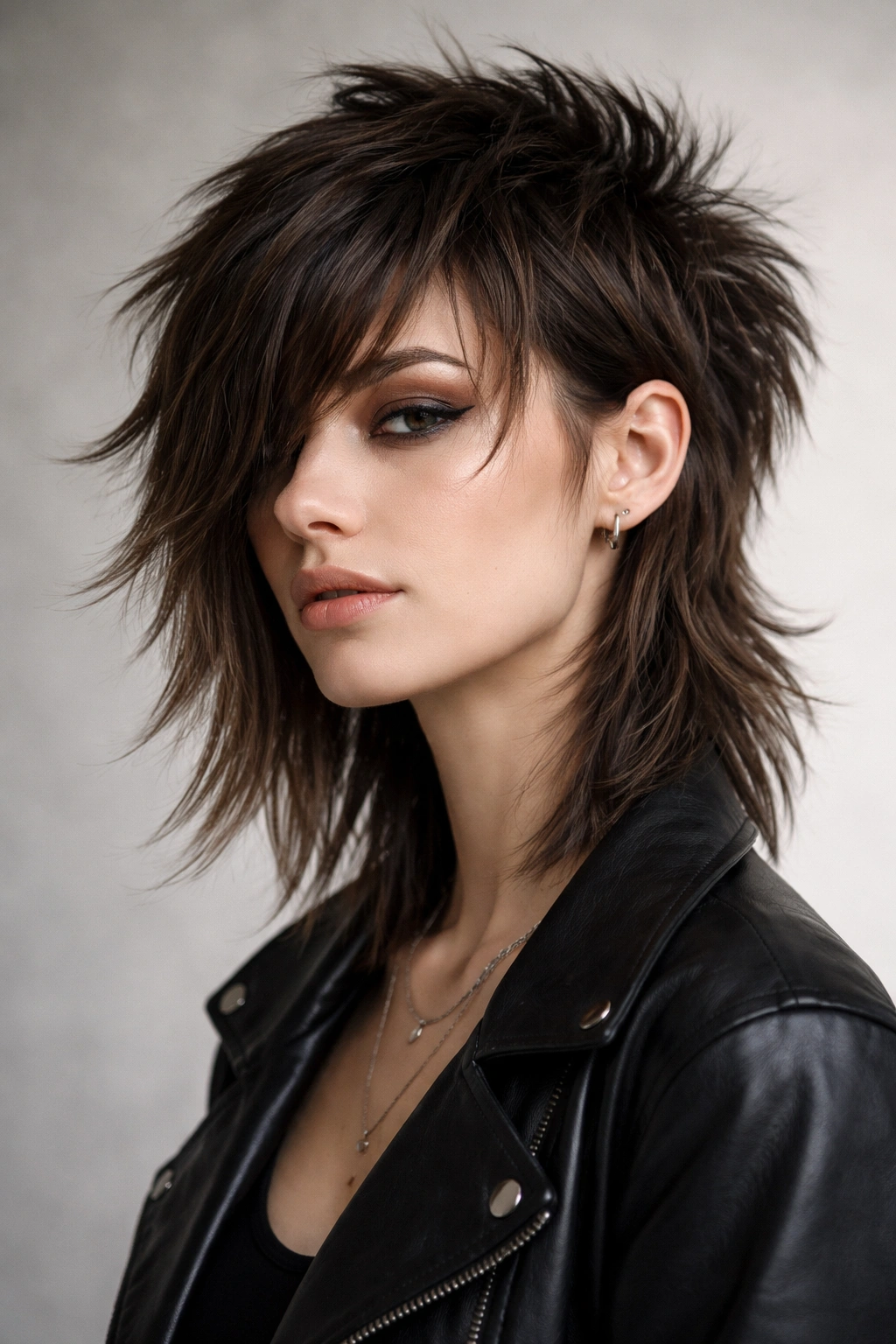 Choppy asymmetrical mullet with heavily textured back and varying front lengths