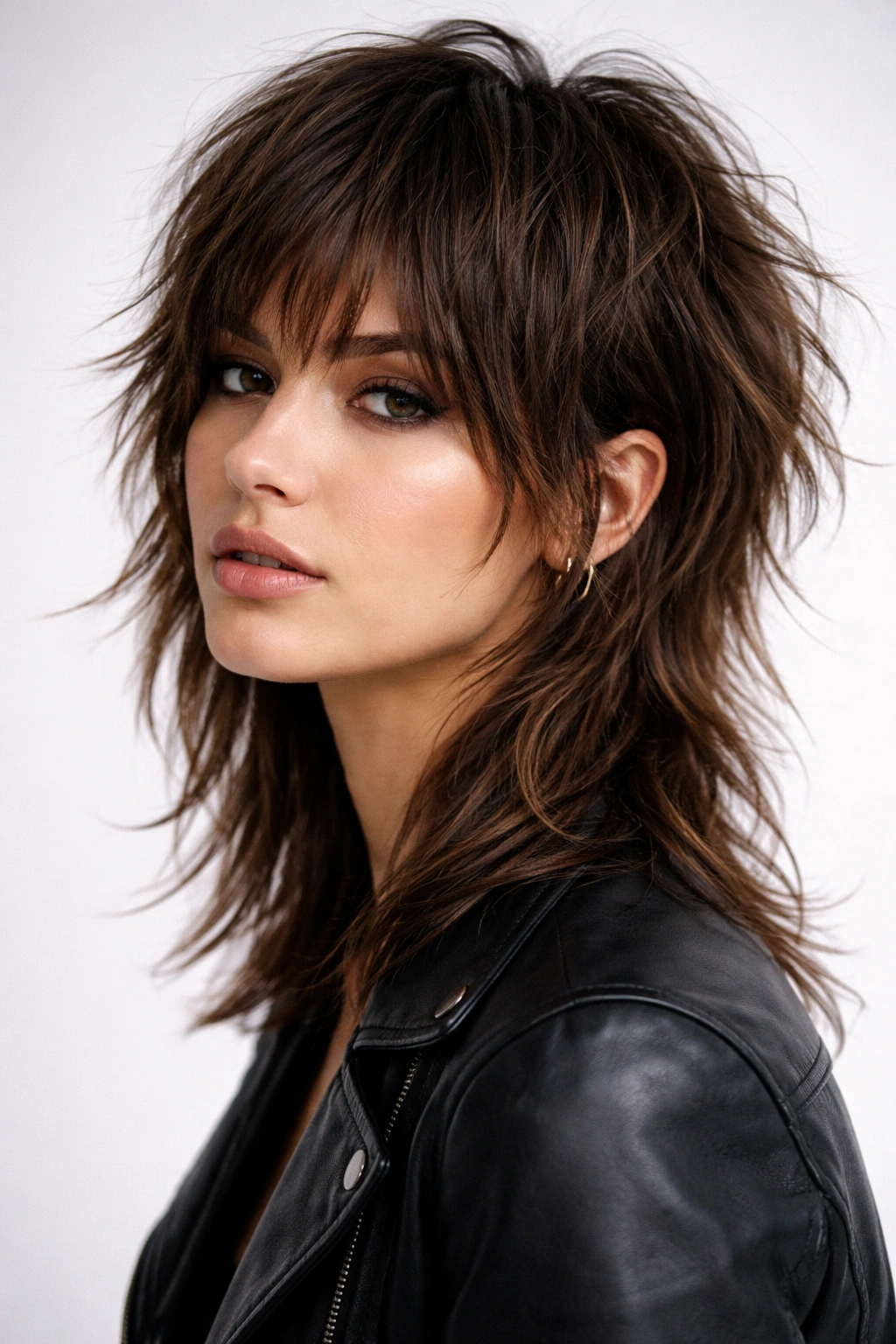 Choppy mullet shag with short back and longer front