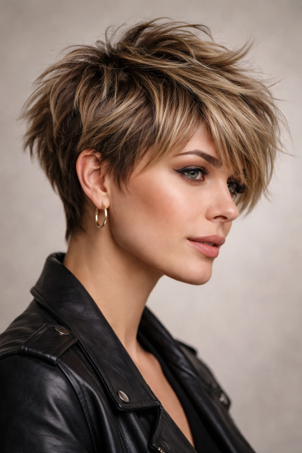 Choppy layered pixie showing chunky diverse lengths.