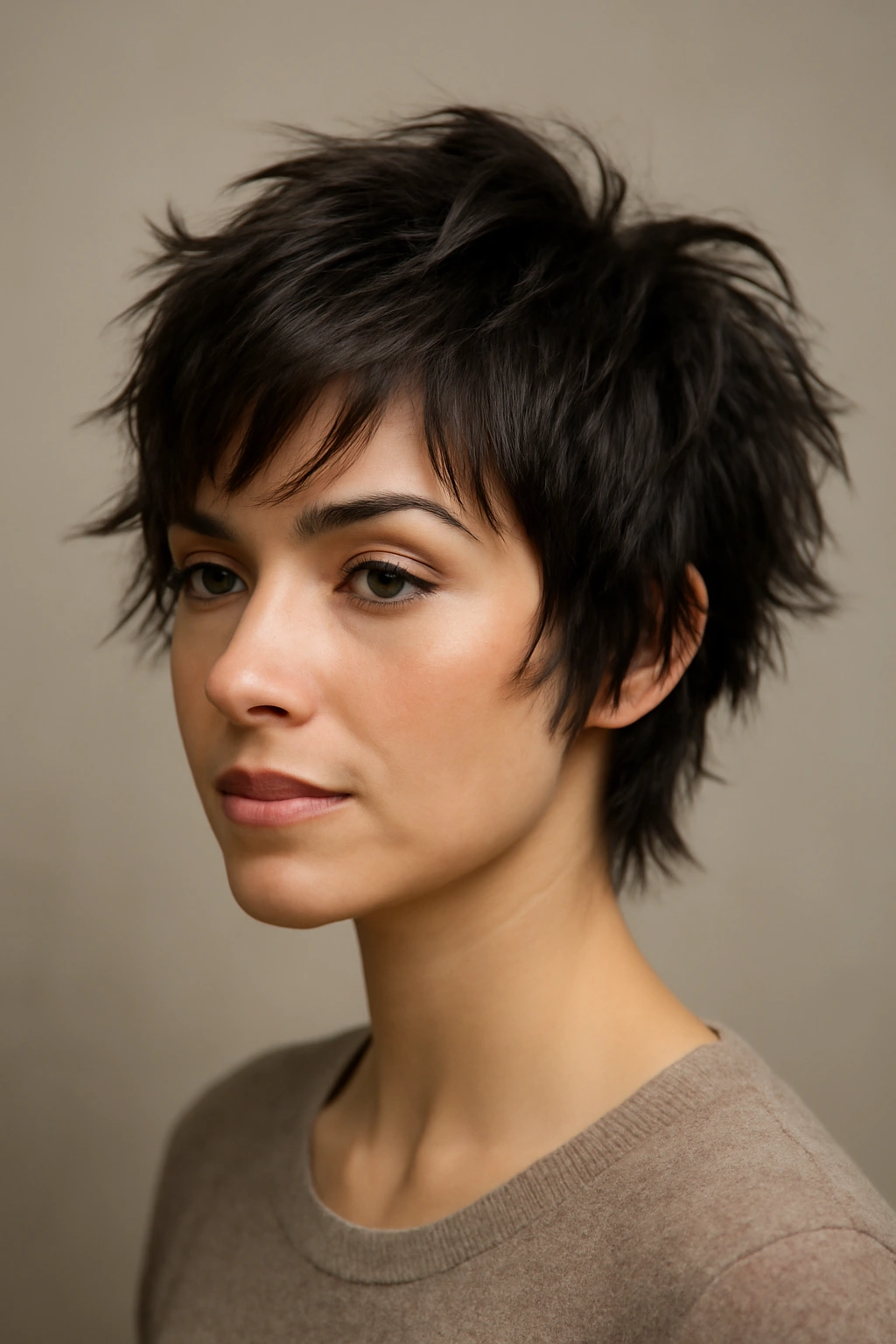 10 Quick Weave Short Styles Worth Asking For Now 3 Close-up of a choppy layered pixie with jagged layers