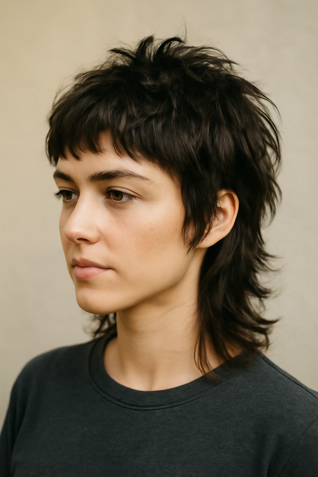 10 Messy Medium Shags You Can Air Dry Easily 9 Front three-quarter view of a choppy pixie shag hybrid hairstyle