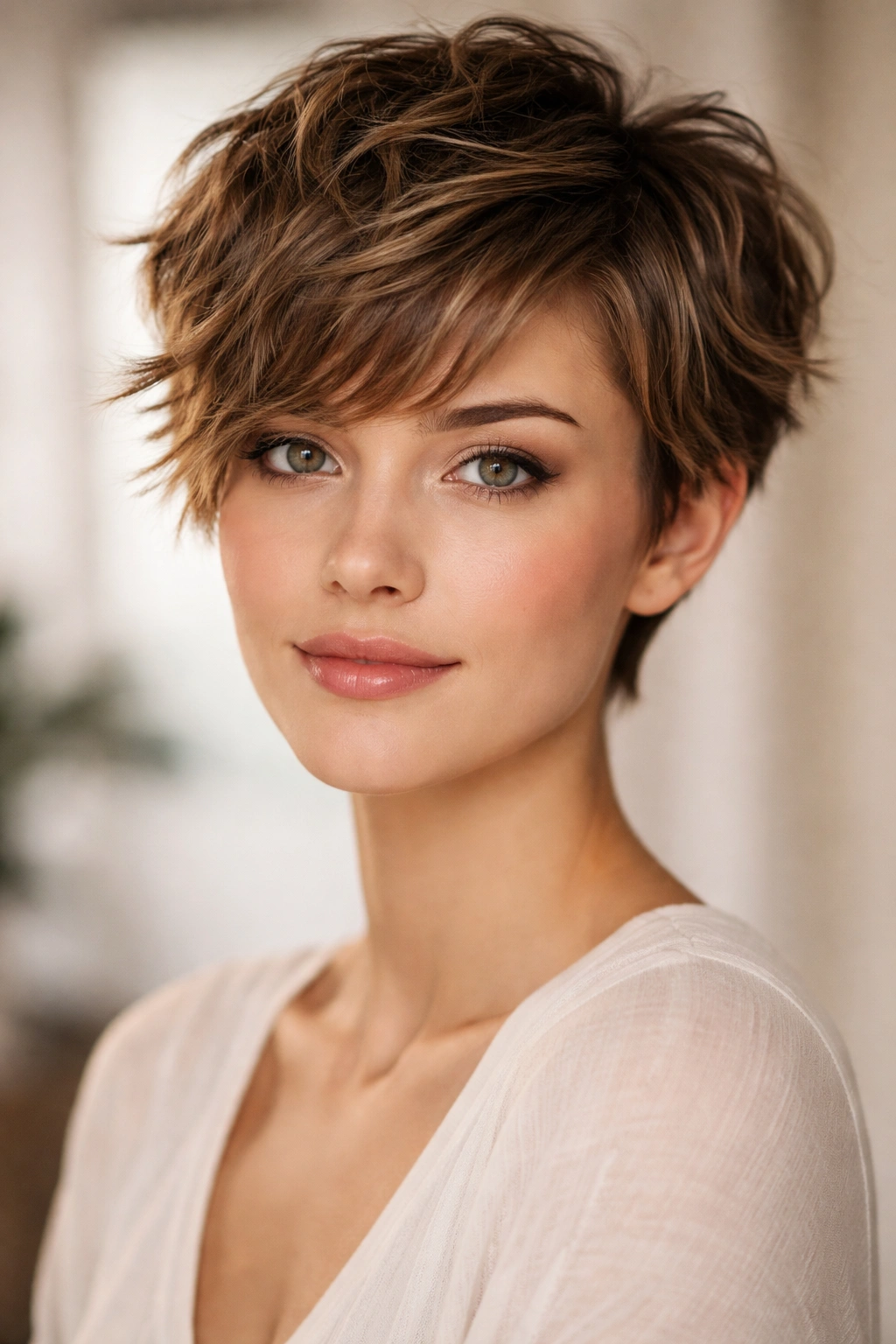 20 Wavy Haircuts For Every Length And Face Shape 6 Choppy pixie waves on short hair balancing a heart-shaped face