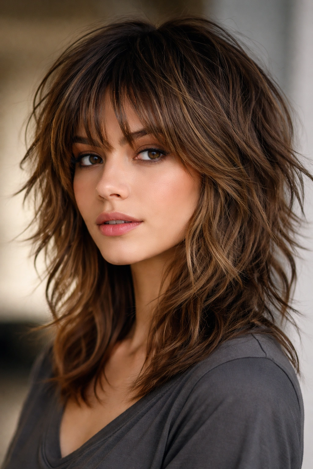 15 Hairstyles For Round Faces You Ll Want To Copy 4 Choppy shag hairstyle with layered texture