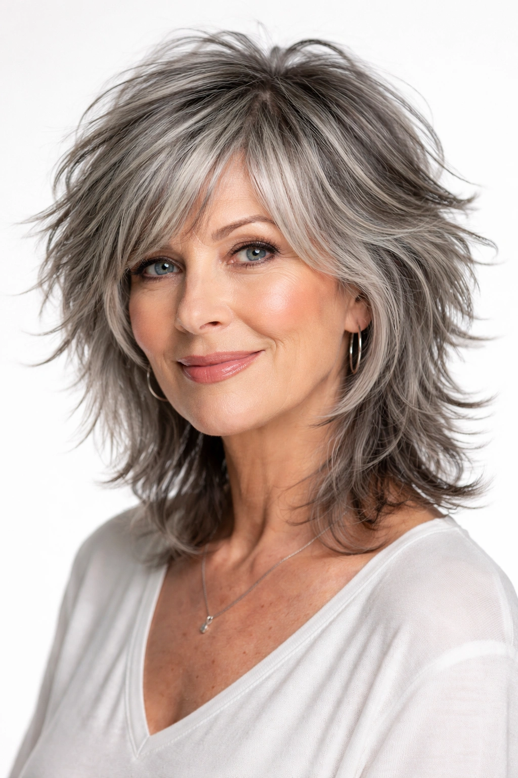 Choppy layered shag with bold ends and textured movement