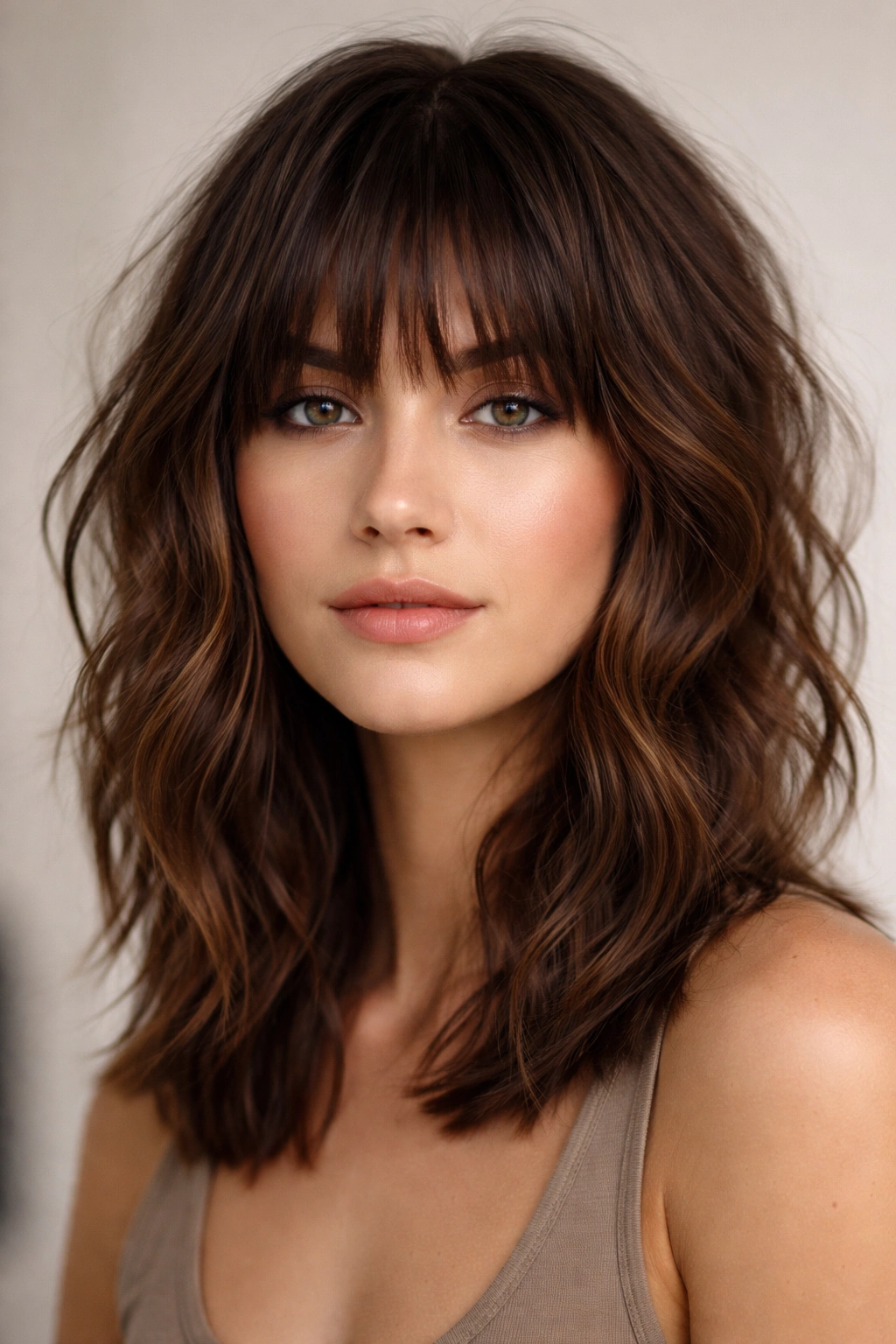 18 Bangs To Try With Medium Length Hair 5 Close-up of choppy textured bangs with irregular layers