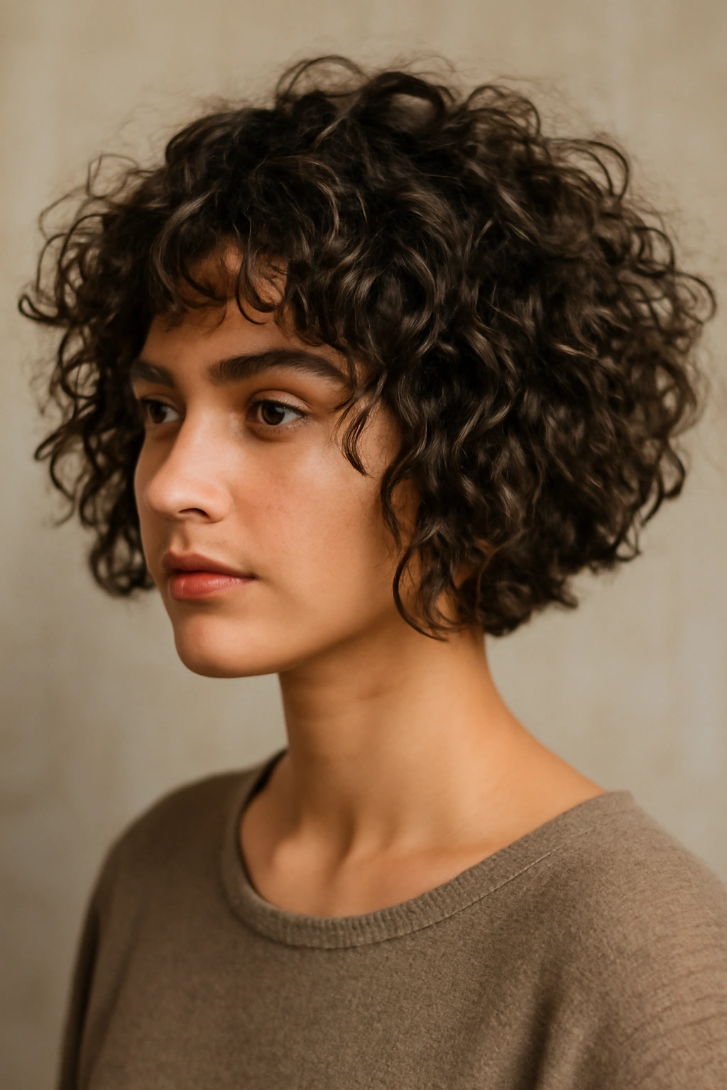 15 Gorgeous Bob Haircuts for Women With Curly Hair 11 Choppy Textured Bob for Natural Curls: uneven layers creating texture in studio