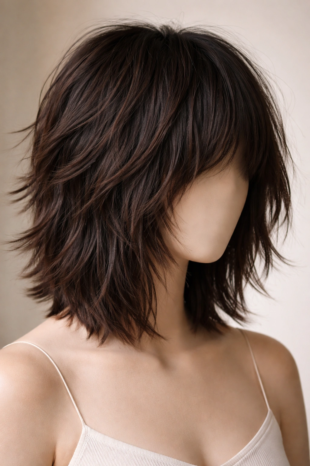 20 Shoulder Length Haircuts For Every Hair Type 19 Close-up of choppy textured shoulder-length hairstyle with disconnected layers