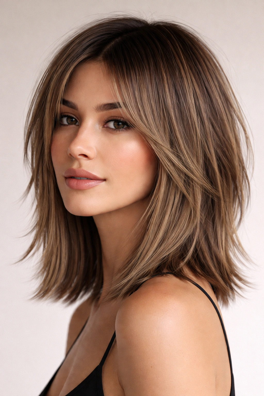 15 Sleek Medium Haircuts For Women With Straight Hair 12 Choppy textured medium cut with shoulder-length hair showing defined layers
