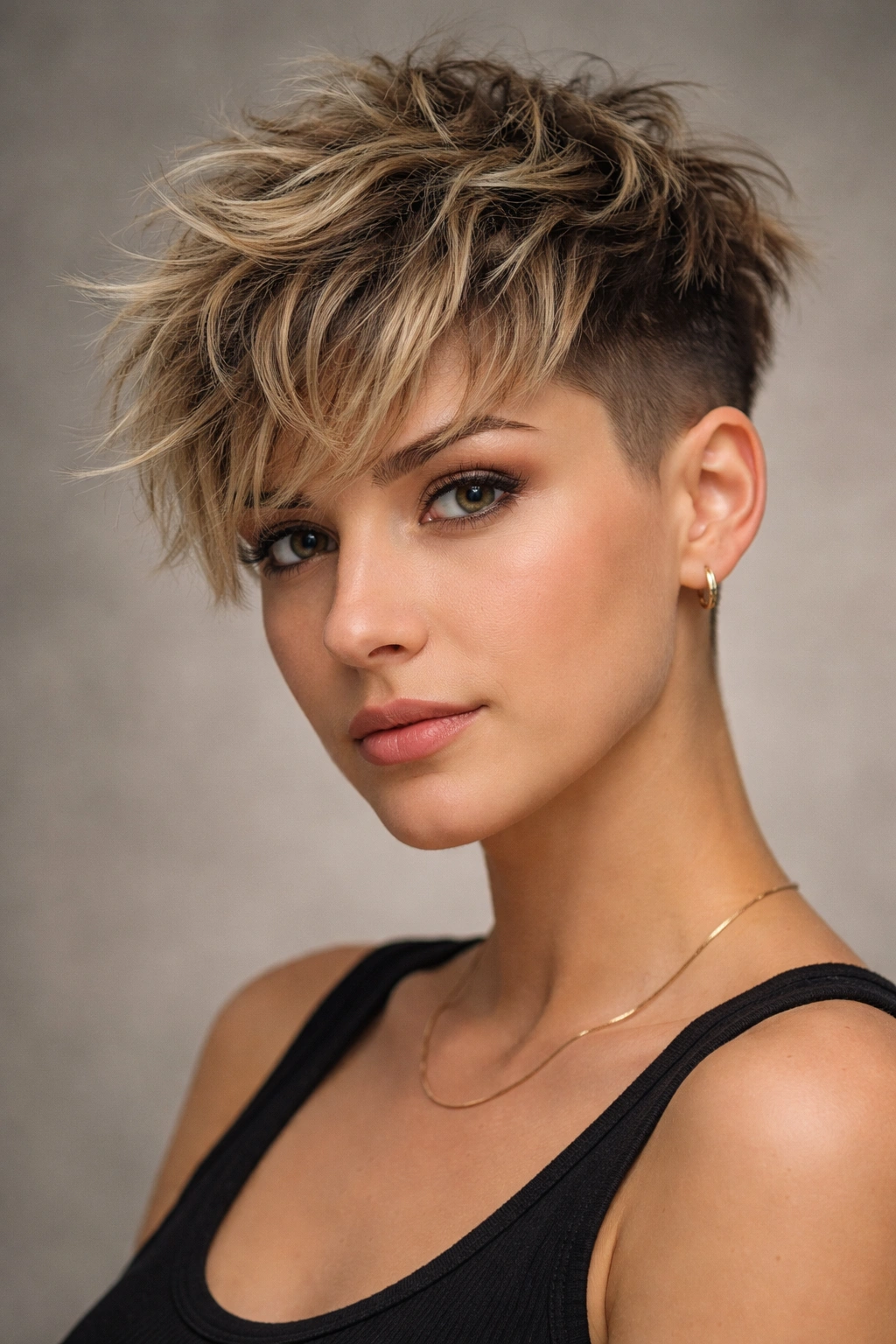 Choppy undercut with messy textured top.