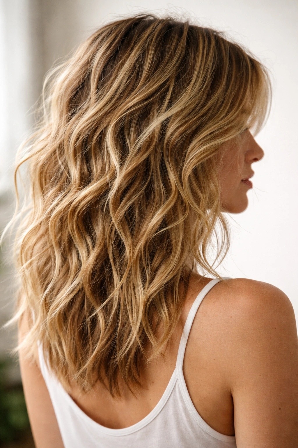 15 Choppy Haircuts That Work On All Hair Types 13 Close-up of choppy beachy waves with textured layers in hair