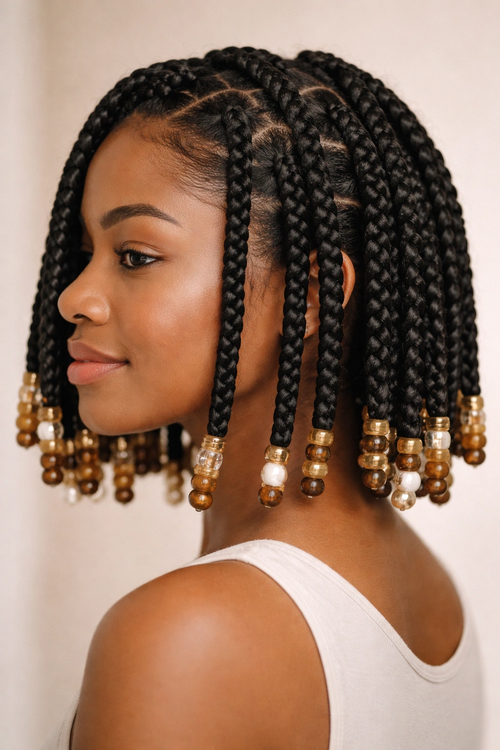 15 Box Braid Styles That Look Great On Short Hair 3 Chunky box braids with beaded ends on short hair