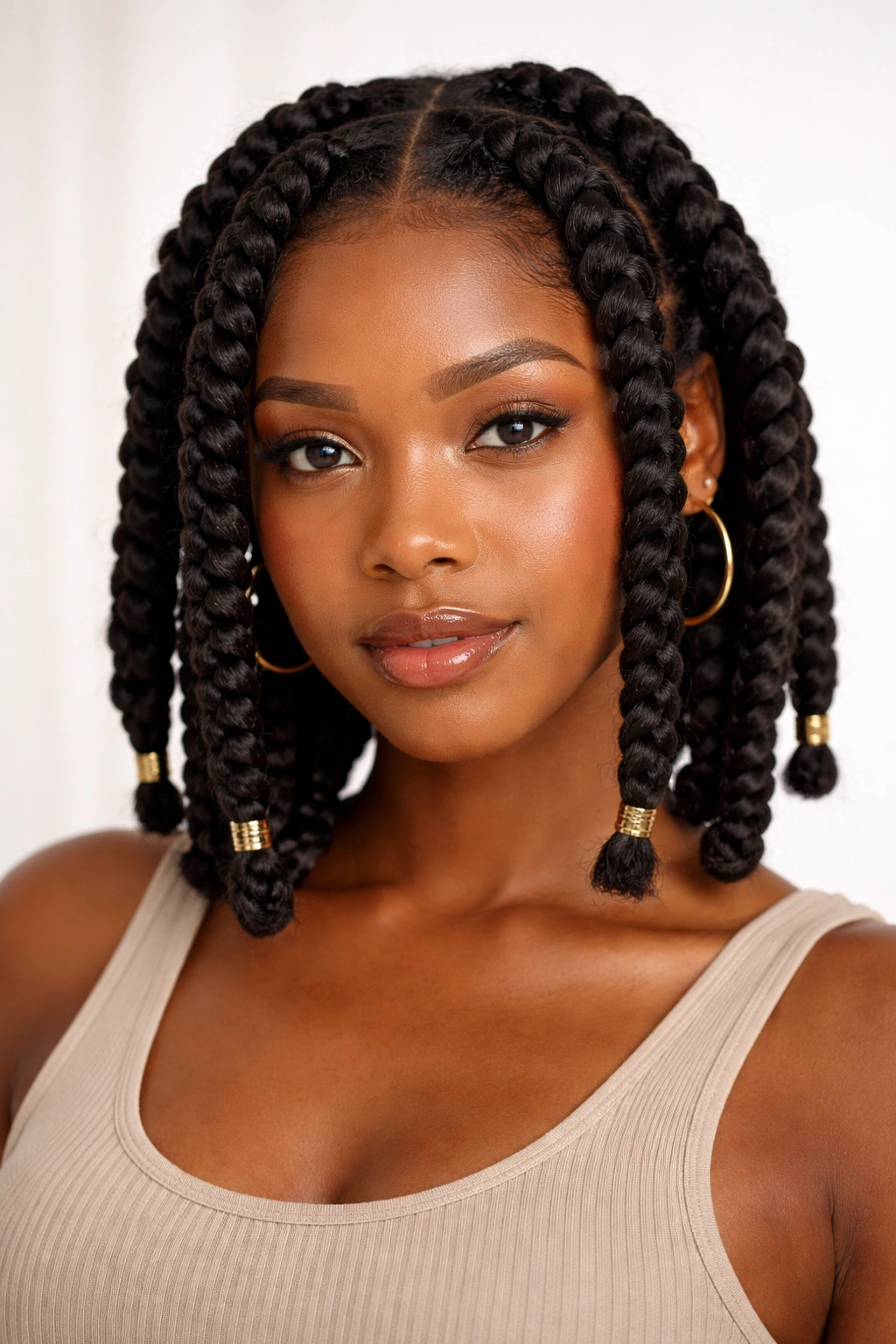 Close-up of chunky braids showing thick three-strand sections