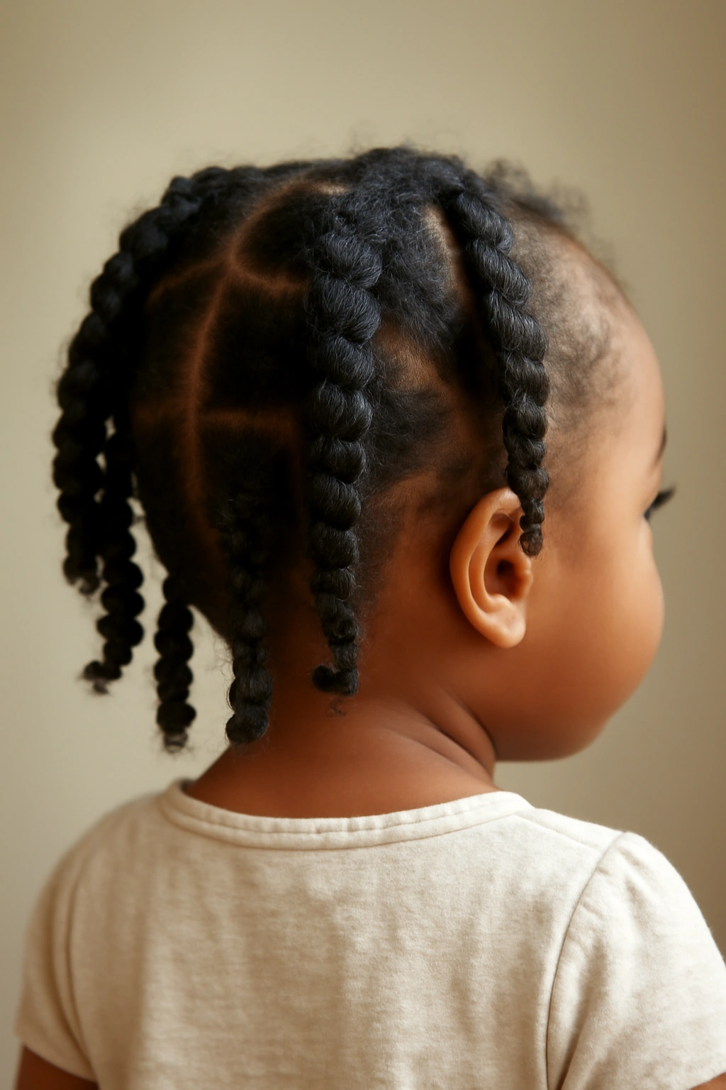 15 Adorable Natural Hair Braids for Toddlers 6 Close-up of a toddler with chunky two-strand twists across the head