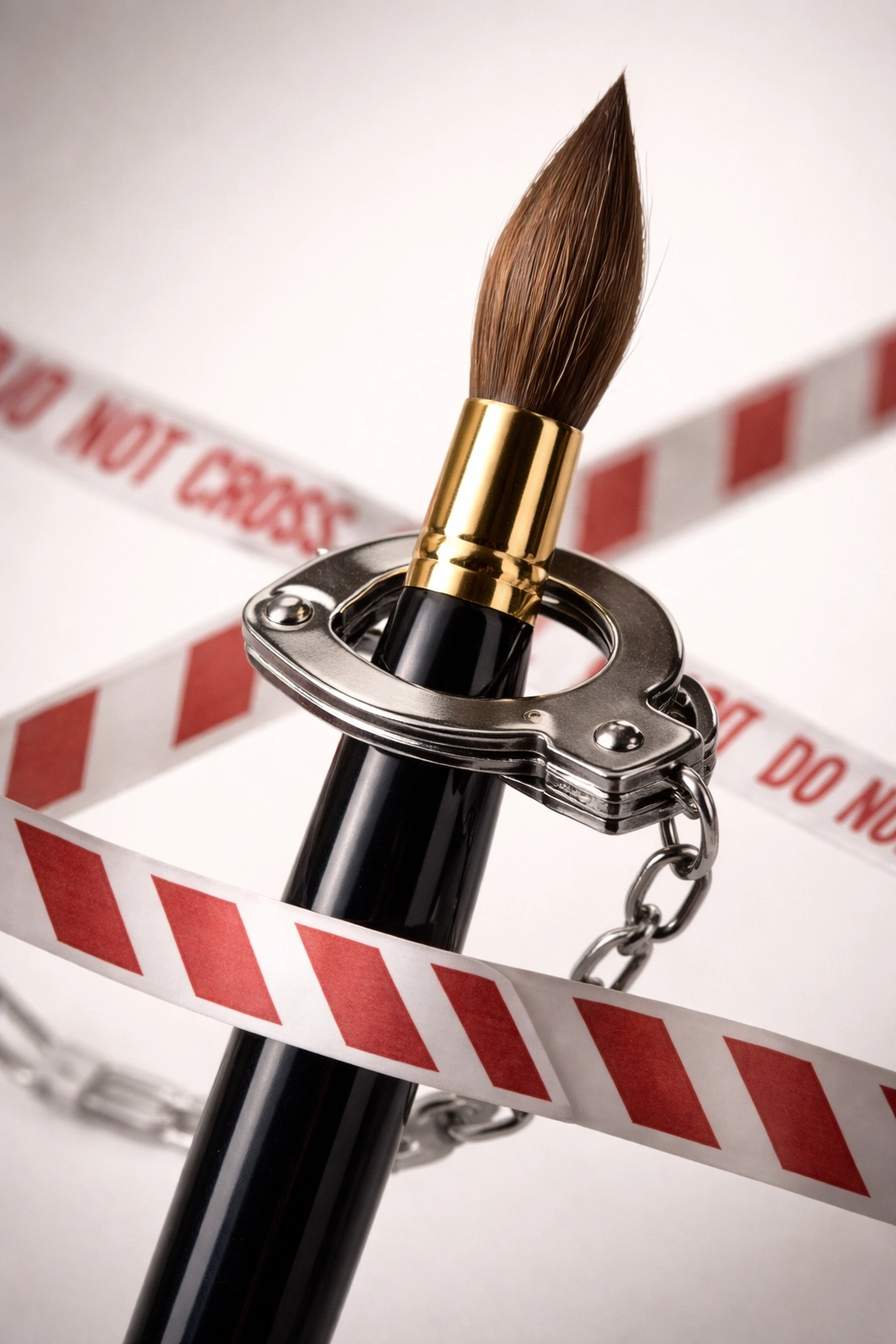 Solitary sable brush on plain background evoking regulatory trade controversy