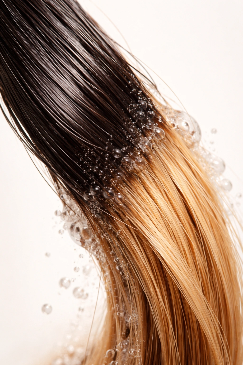 Hair strand showing pigment reduction to suggest store-bought color removers