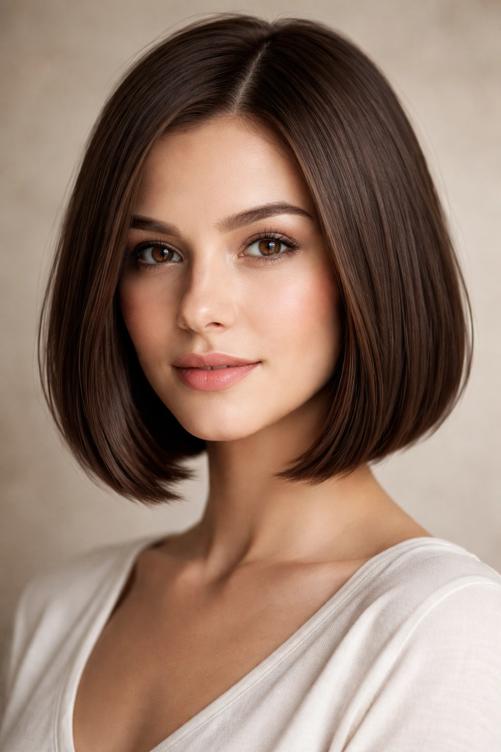 15 Easy Haircuts That Are Simple To Maintain 4 Frontal portrait of a person wearing a blunt chin-length classic bob