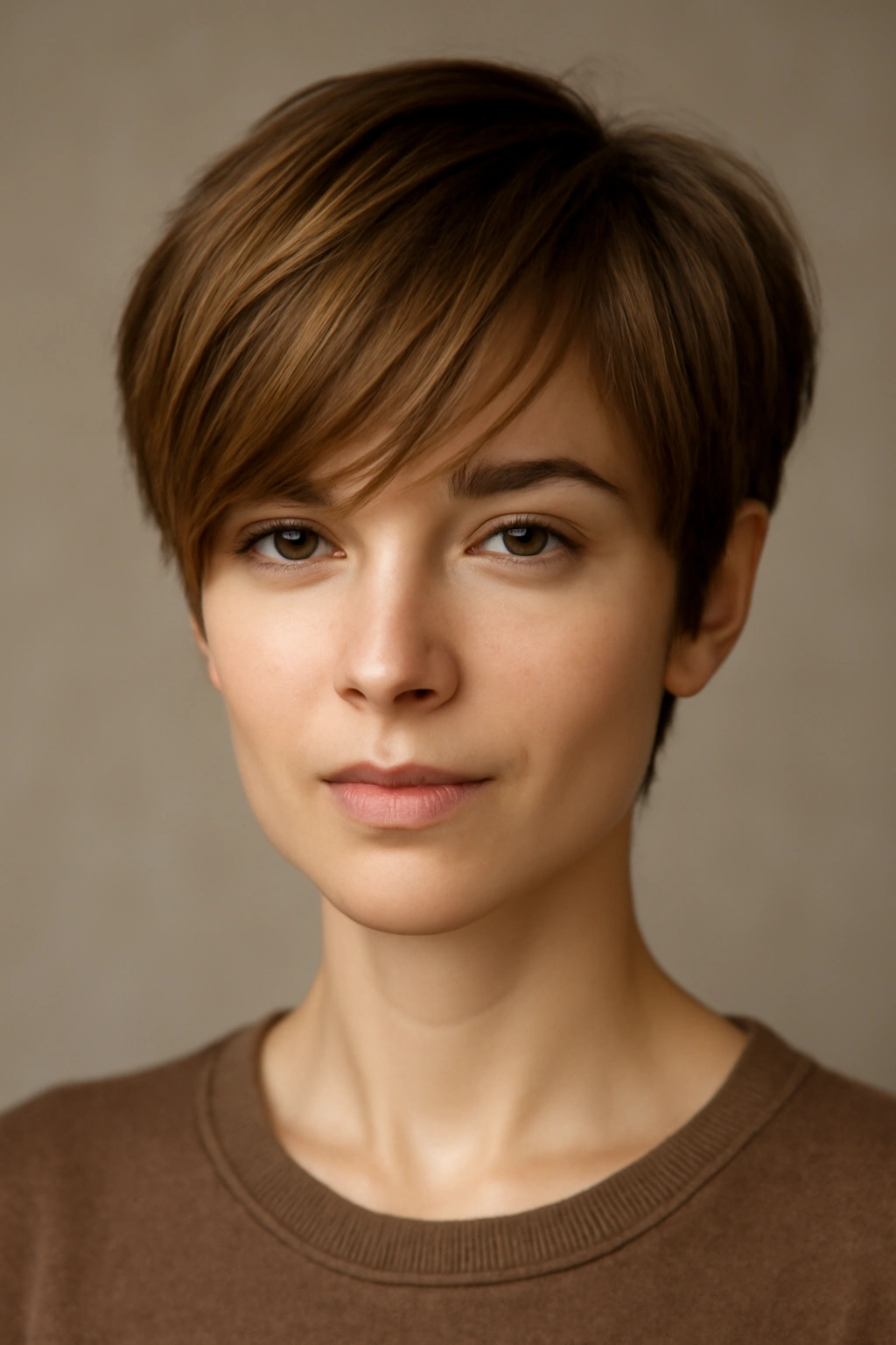 15 Short Haircuts That Look Stunning With Caramel Highlights 12 Classic pixie hairstyle with longer bangs and caramel accents