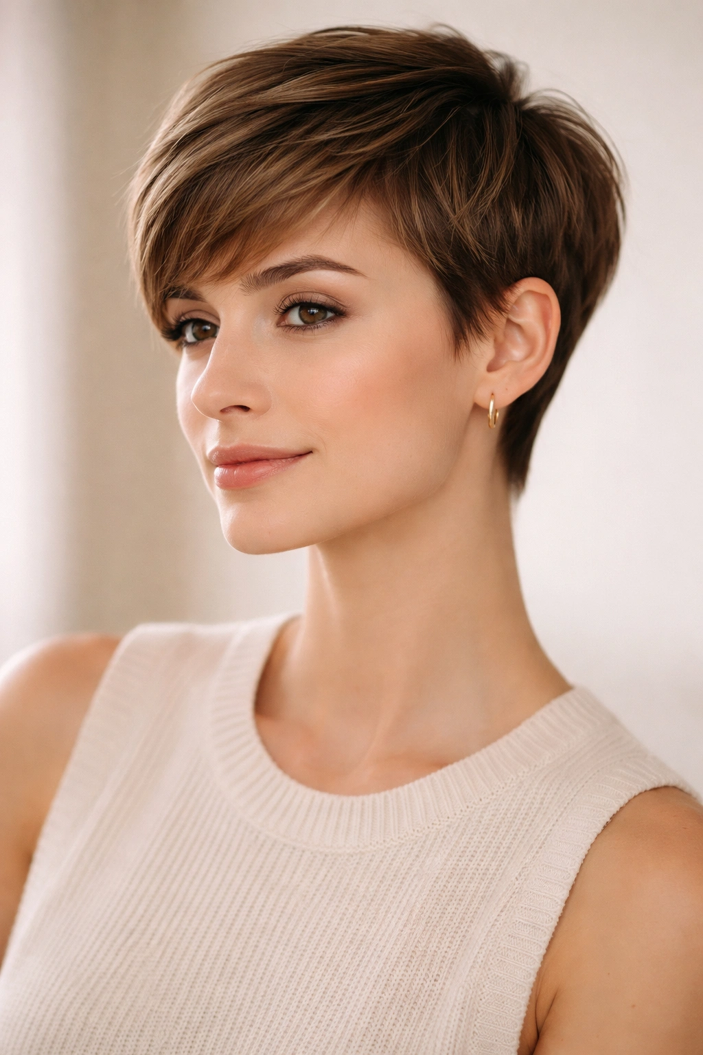 12 Short Pixie Cuts For Truly Low Maintenance 1 Close-up of a classic pixie with tapered sides and textured top