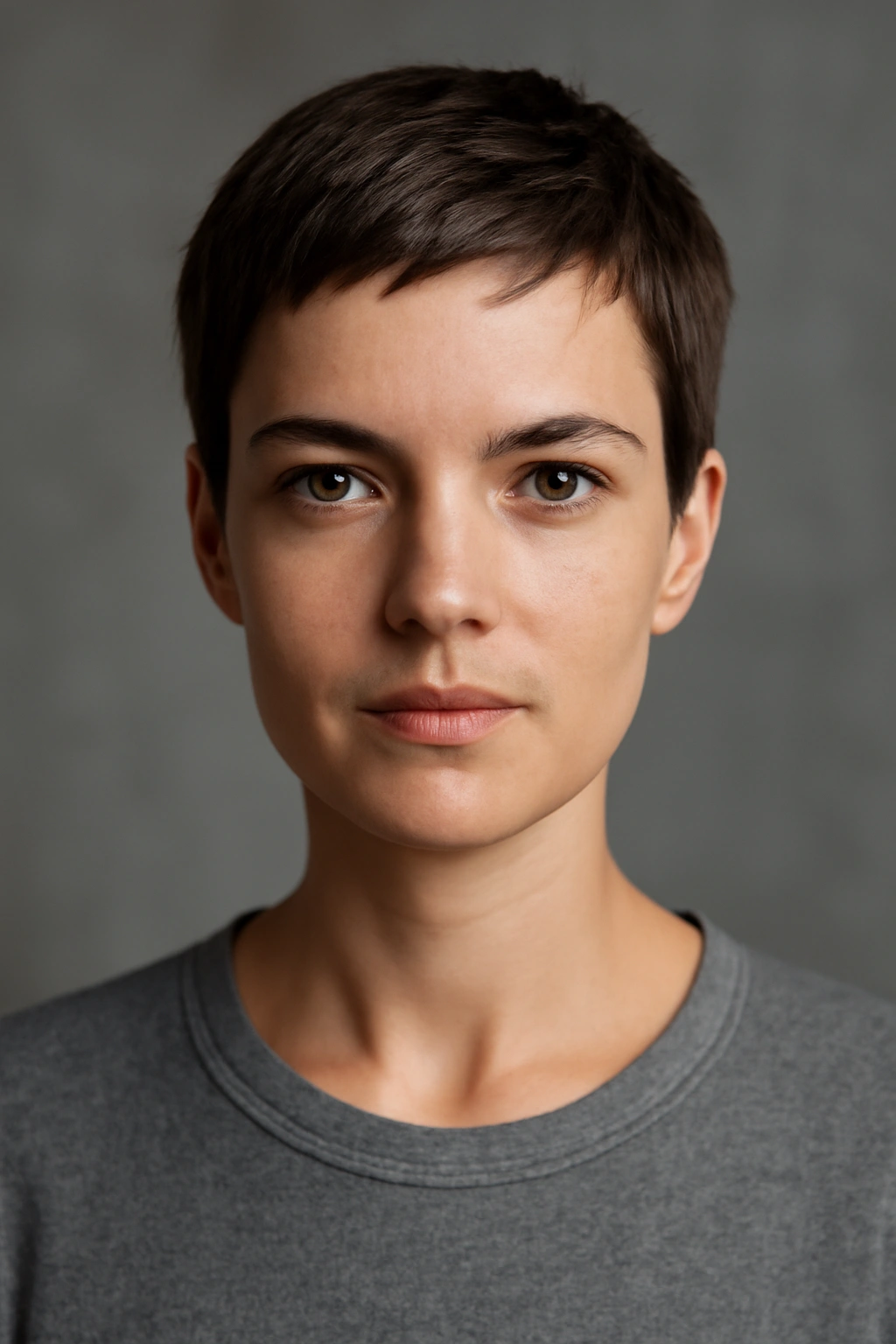 25 Hairstyles For Women Sorted By Length 1 Close-up portrait of a person with a classic pixie cut, short cropped hairstyle.
