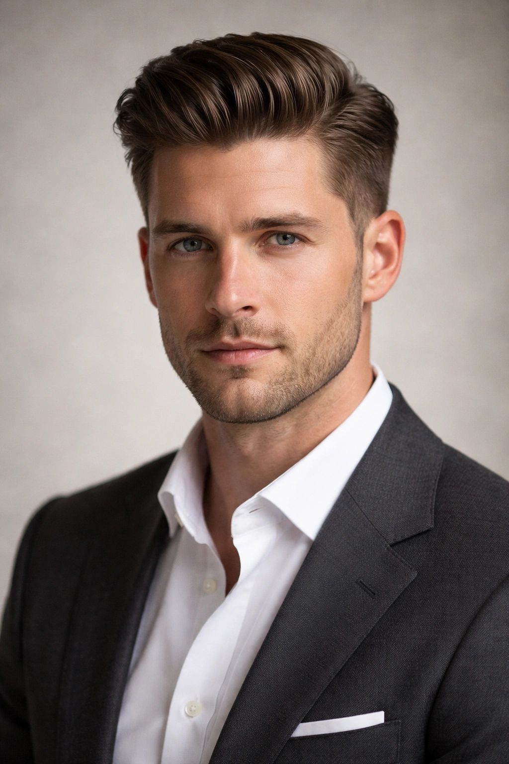 Portrait of a man with a classic short back and sides haircut