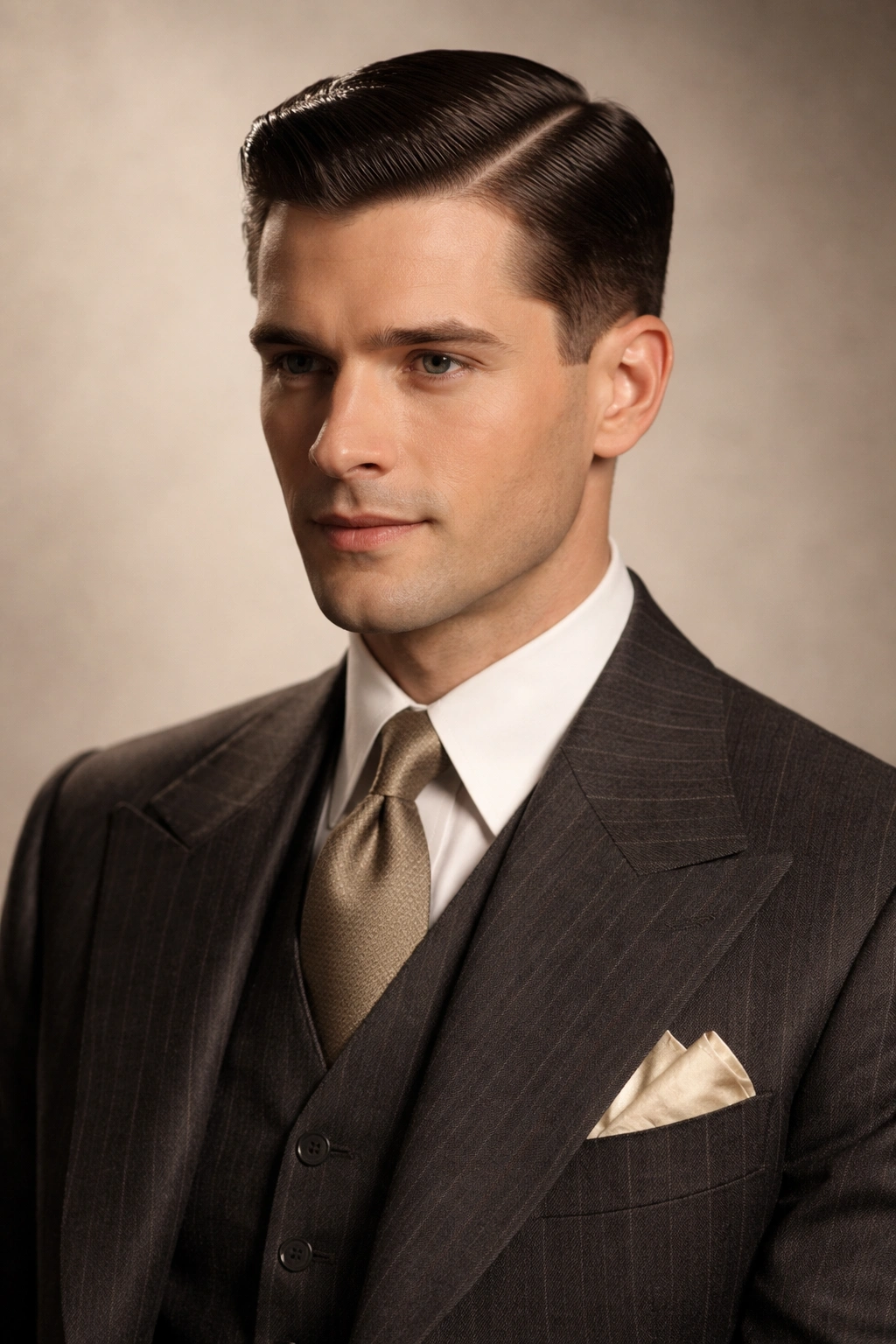 Portrait of man with a classic side part hairstyle