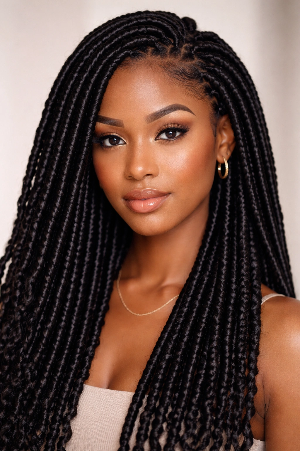 12 Faux Loc Styles And How Long Each One Lasts 1 Close-up of classic synthetic faux locs with smooth, uniform wrapping on natural hair
