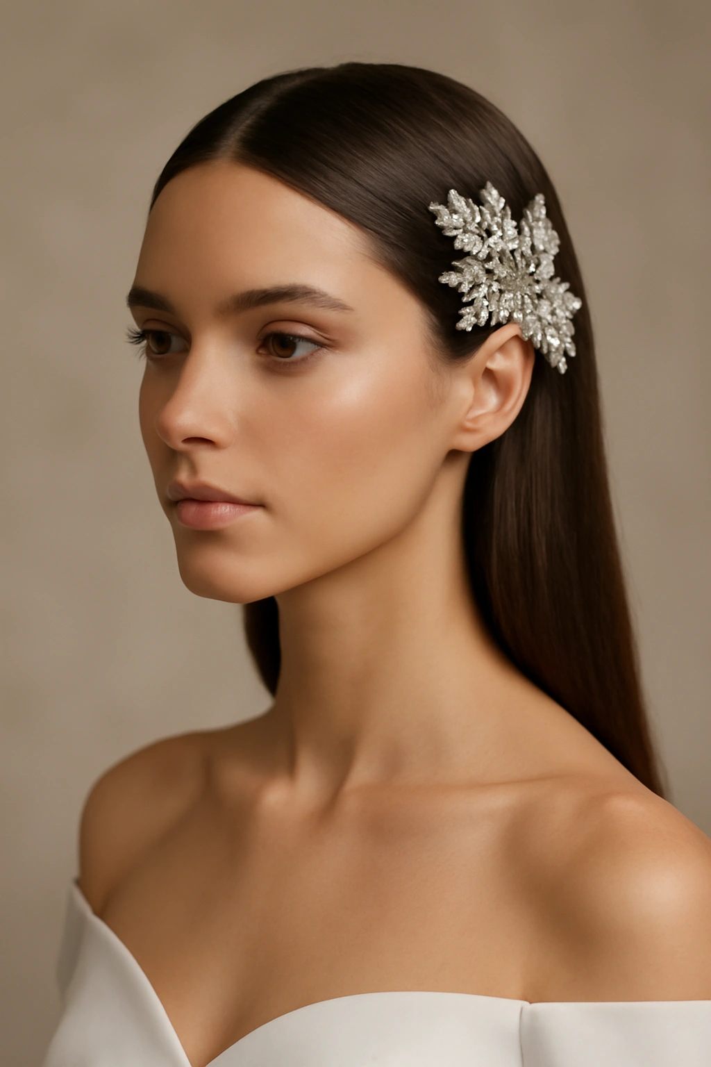 18 Wedding Styles From Polished Updos to Soft Waves 18 Sleek straight hair with a dramatic statement accessory