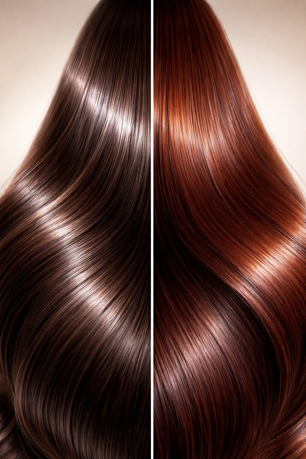 Hair strand showing clear gloss versus tinted gloss finishes