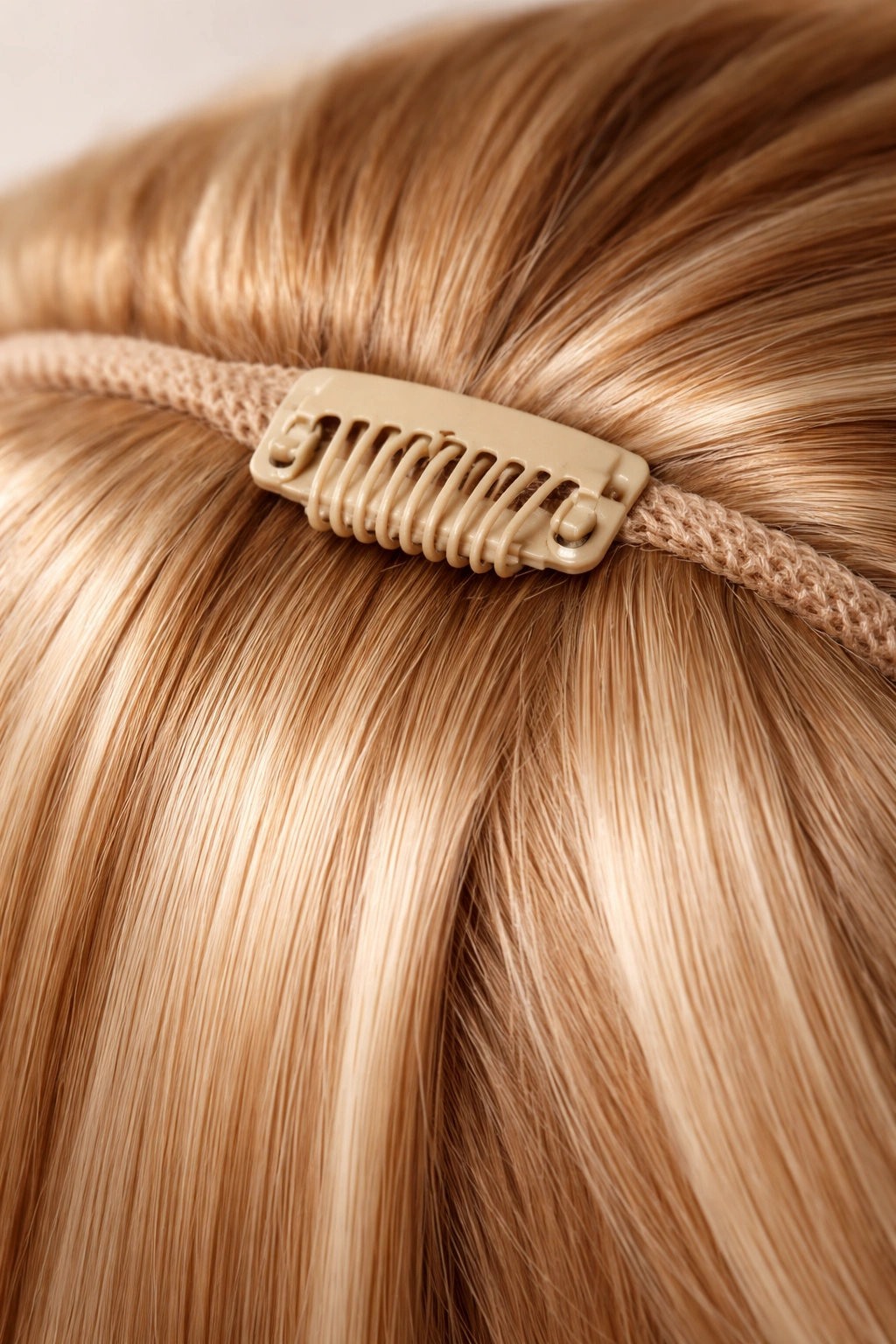 Healthy hair with a clip-in extension showing proper attachment