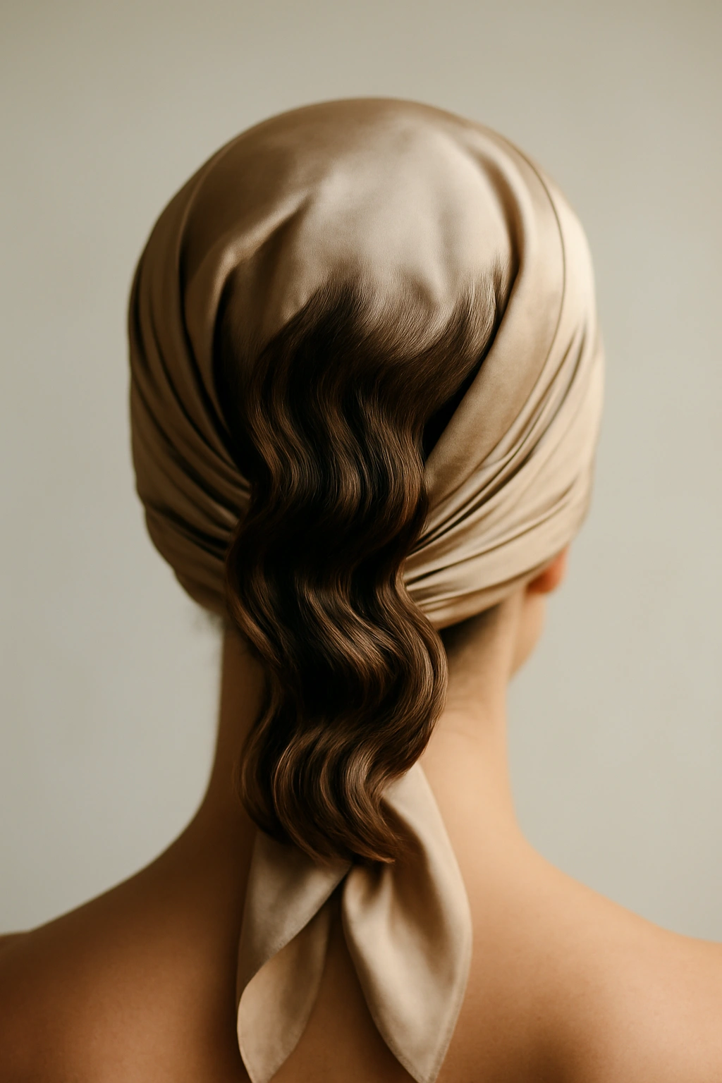 15 Heatless Wavy Hairstyles Anyone Can Pull Off 8 Head wrapped in silk cloth creating sleek, defined waves