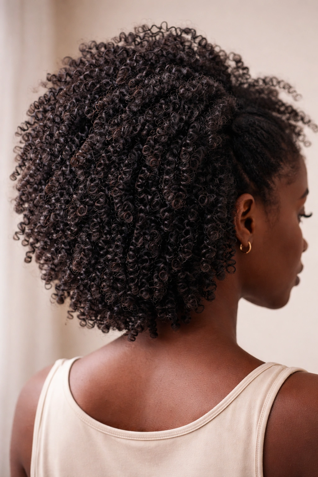 Close-up of coily hair with tight curls