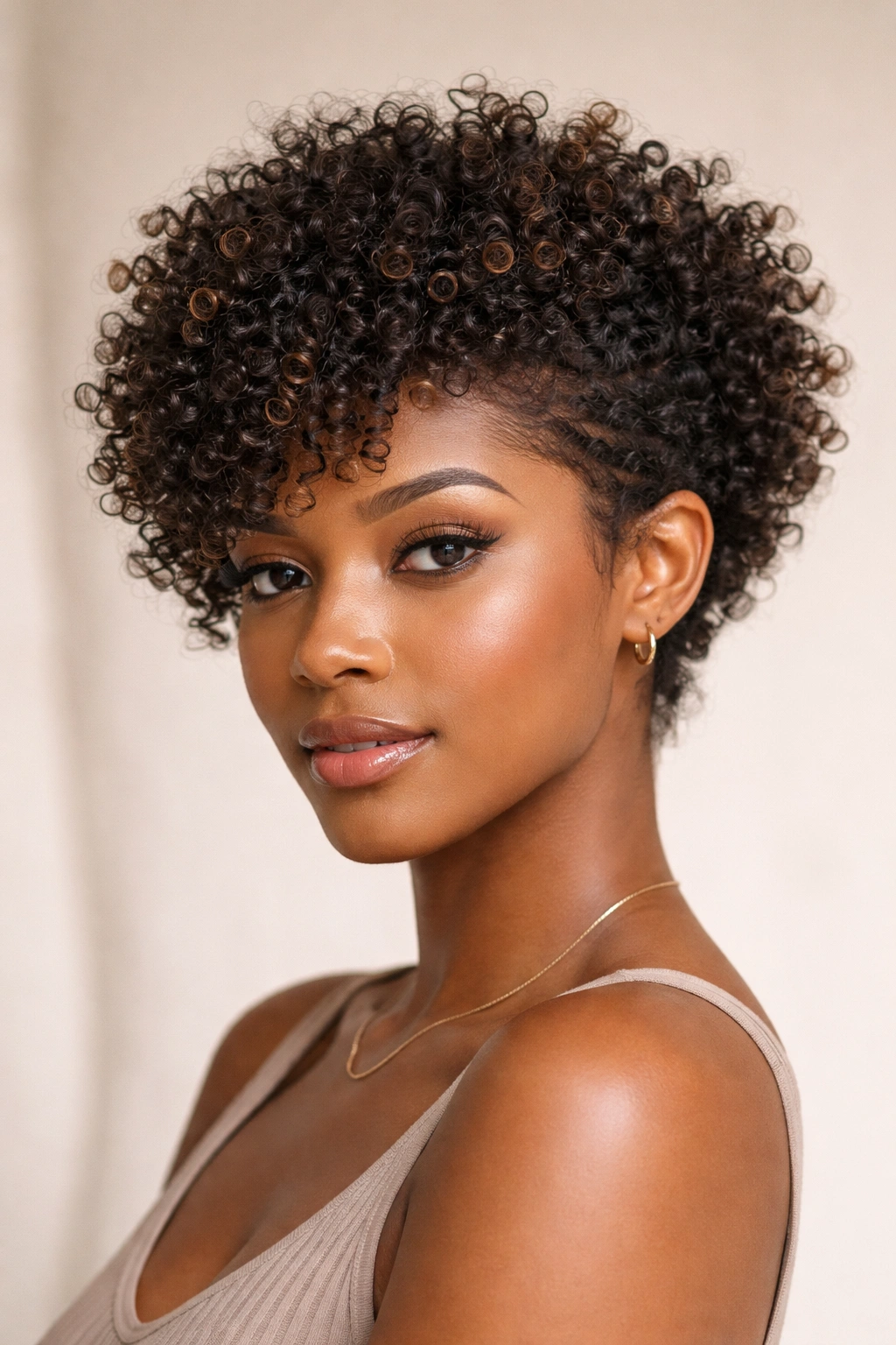 20 Curly Bob Styles For Natural And Permed Curls 6 Coily pixie-bob hybrid hairstyle with voluminous crown