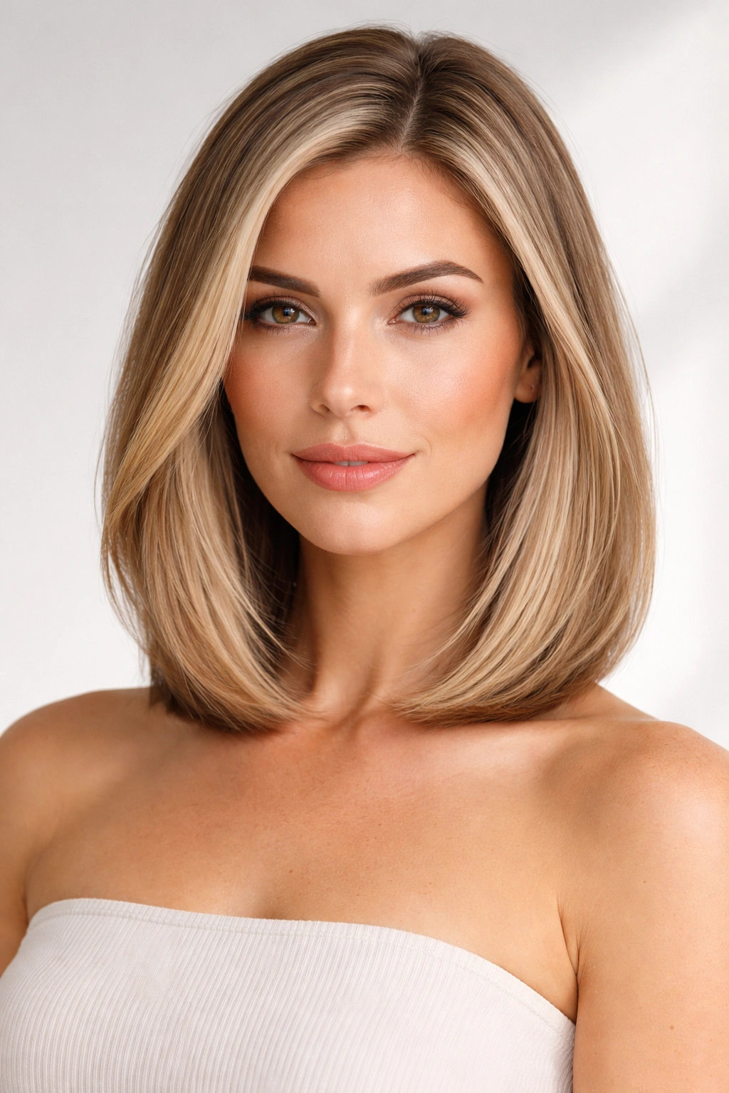 Collarbone-length bob with sleek, flattering lines.