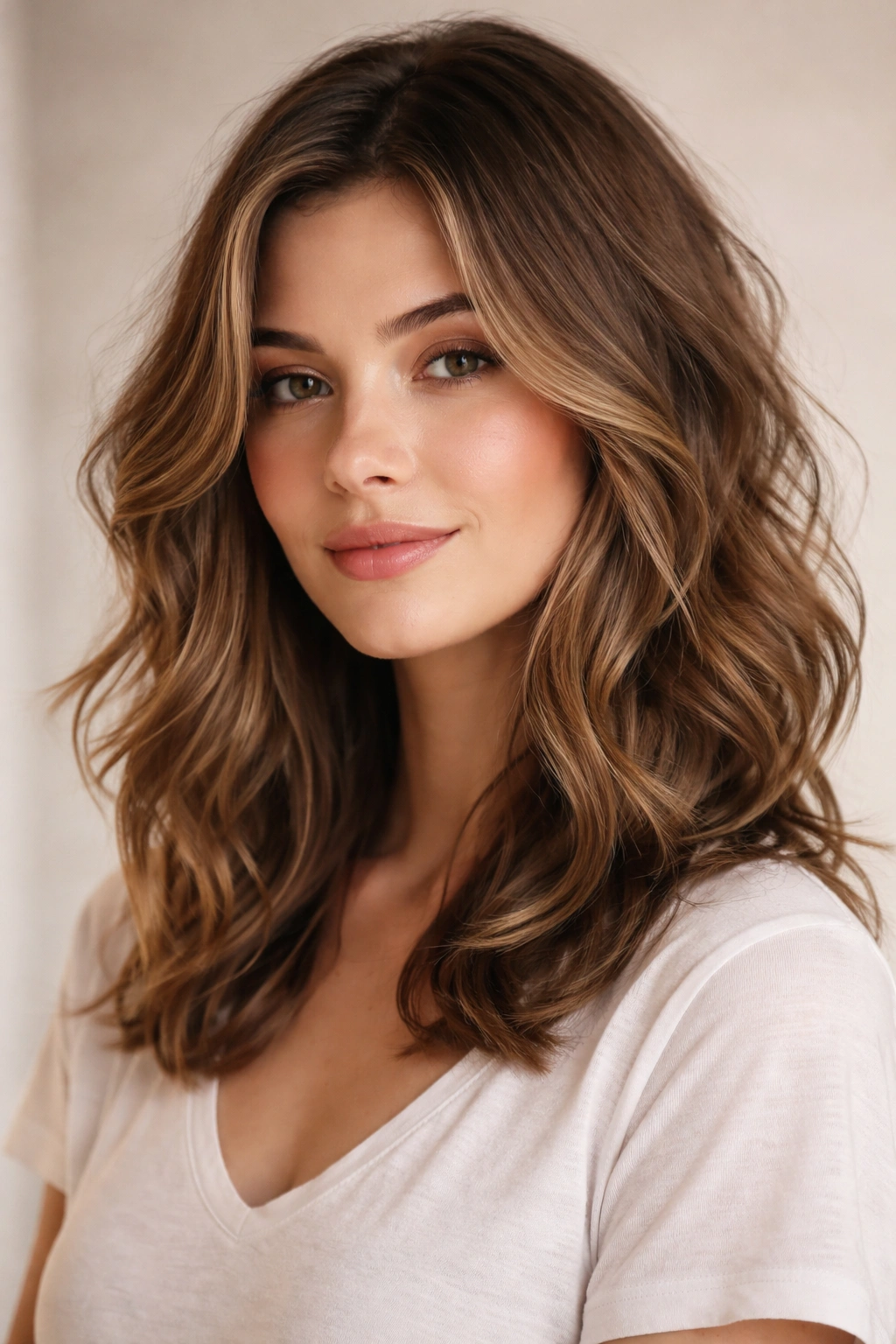Naturally Wavy Hair 18 Haircuts That Work With It 8 Collarbone-length wavy hair with face-framing pieces in studio portrait