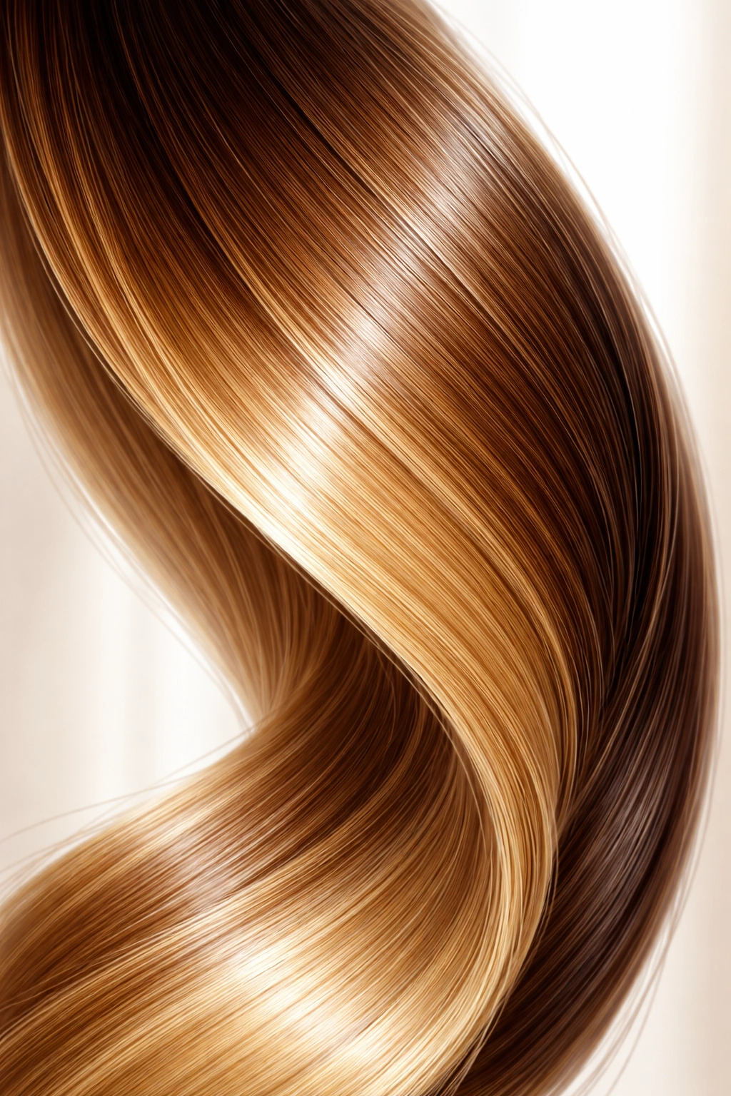 Close-up of glossy, evenly colored hair strand