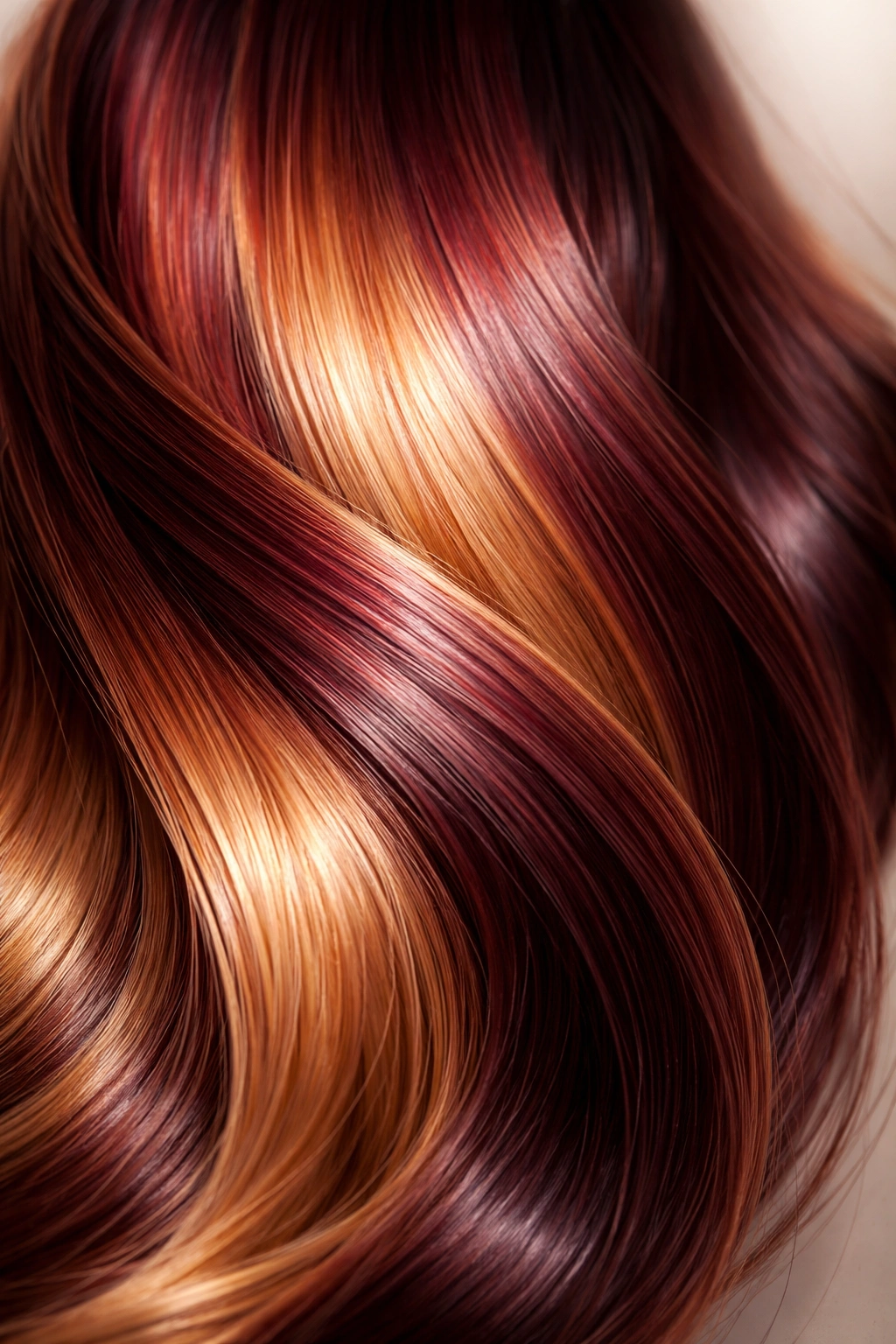 Macro shot of color-treated hair strand with gradient