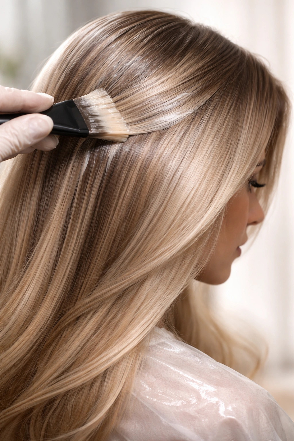 1A hair with subtle highlights during color treatment.