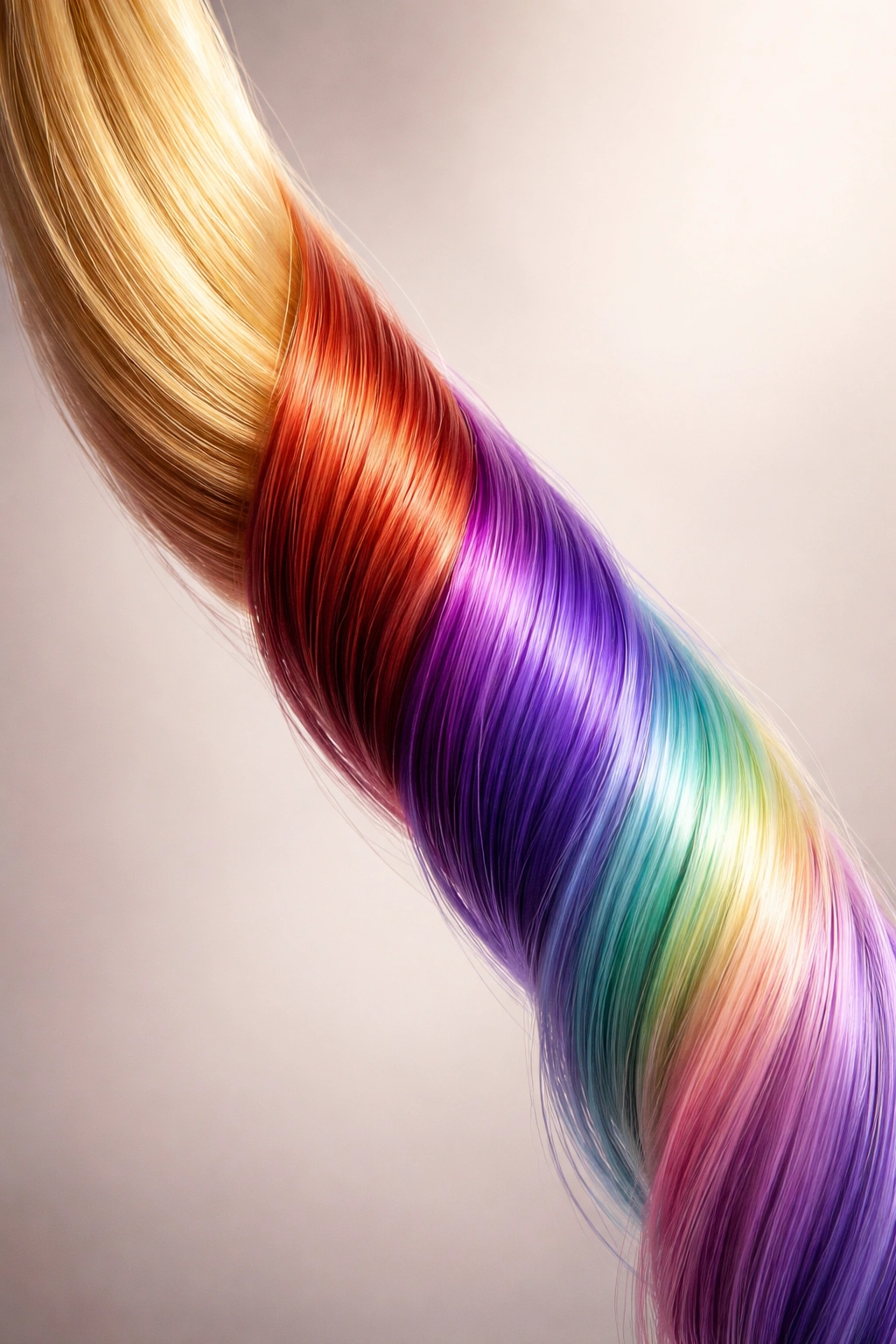 Hair strand with segments of different color types showing varied needs