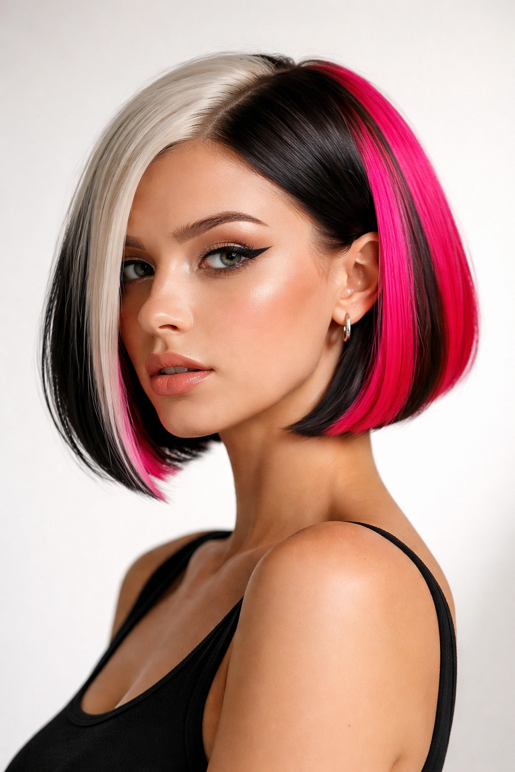 Colorblocked bob with bold color blocks and sharp contrasts
