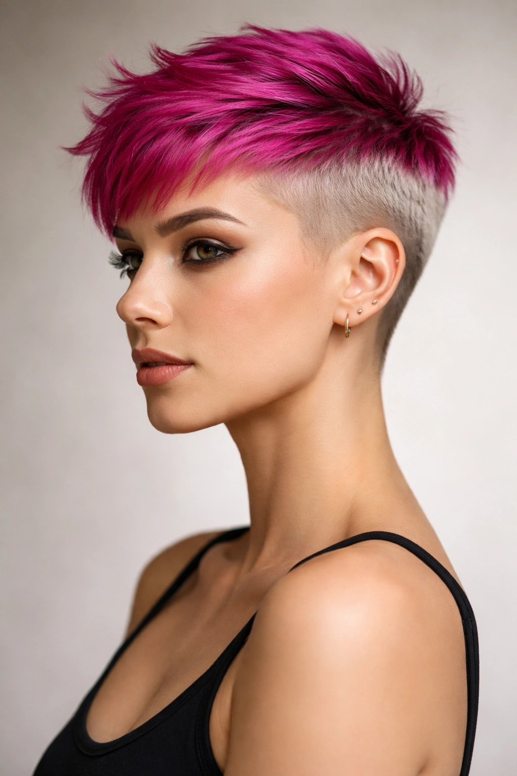 8 Shaved Pixie Cuts That Make A Bold Statement 4 Colorblocked shaved pixie with bold top and contrasting shaved sides