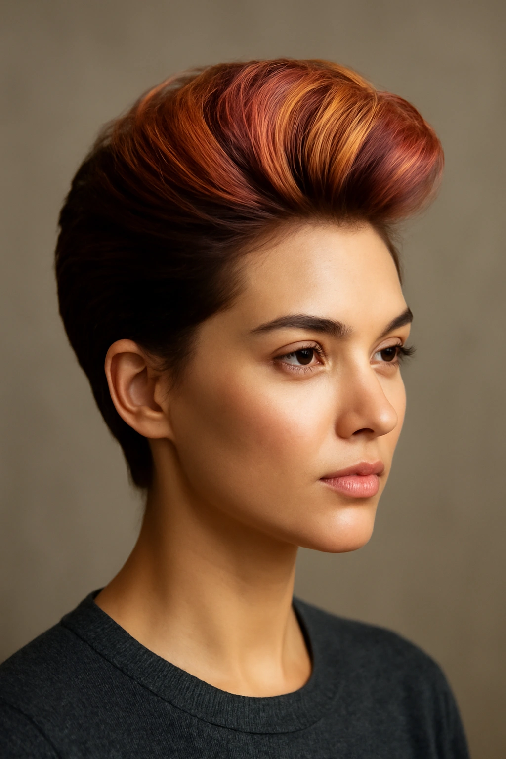 10 Pompadour Hairstyles for Women With Longer Hair 9 Pompadour hairstyle with vibrant highlights and dimensional color