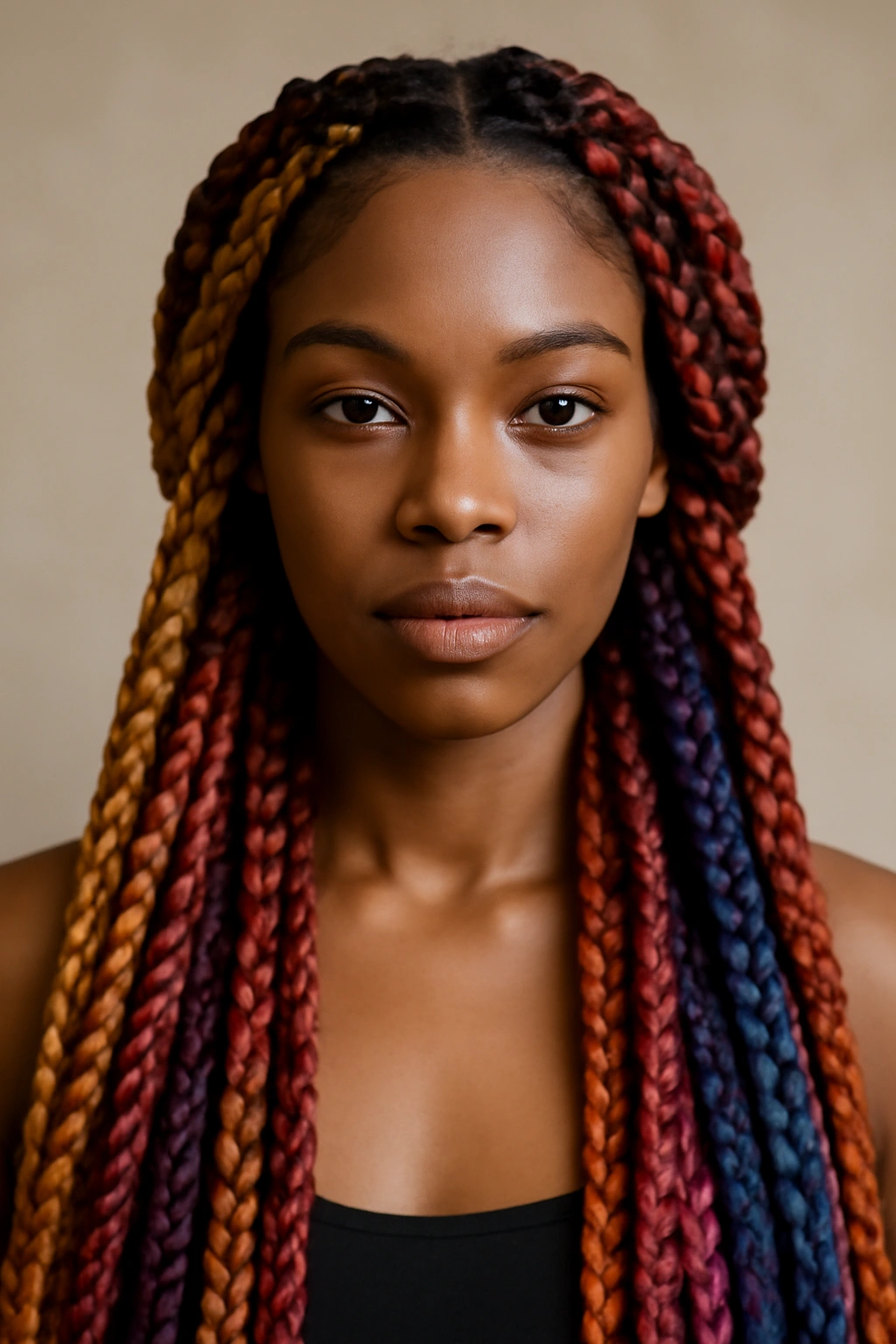 10 Pigtail Braid Styles Black Women Should Bookmark 7 Close-up of colored pigtail braids with vibrant extensions
