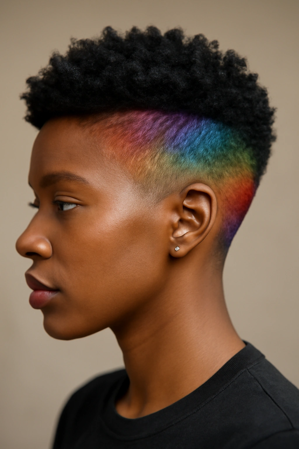30 Short Haircuts for Black Women 24 Colorful faded undercut with vibrant color on the sides
