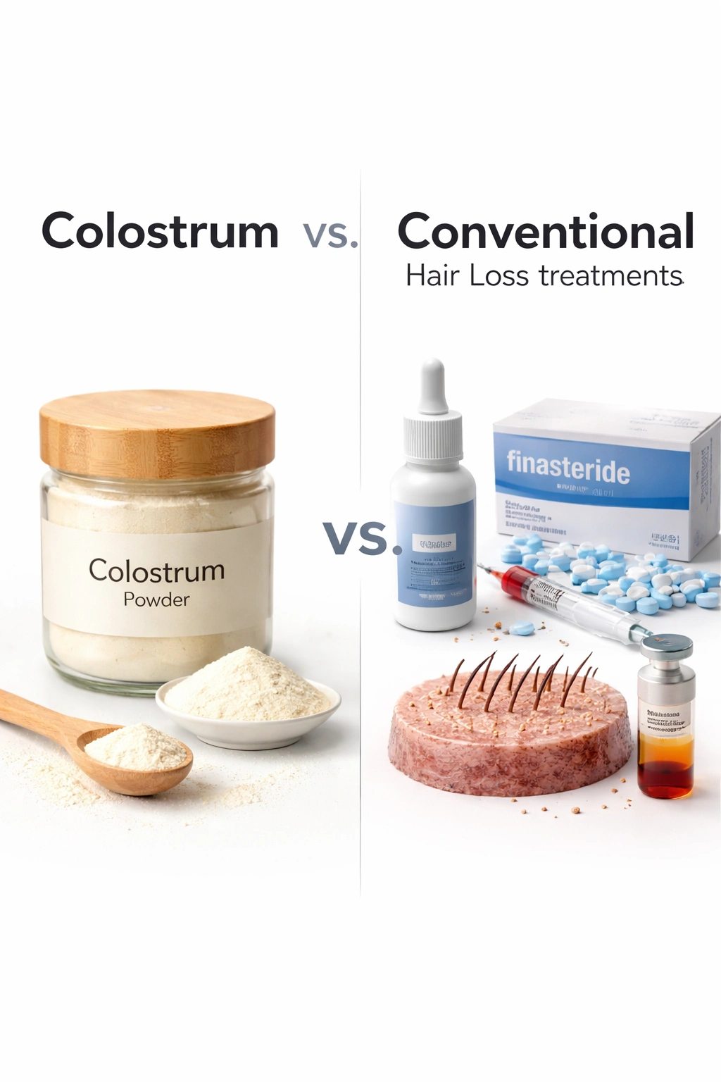 Colostrum powder jar on white background